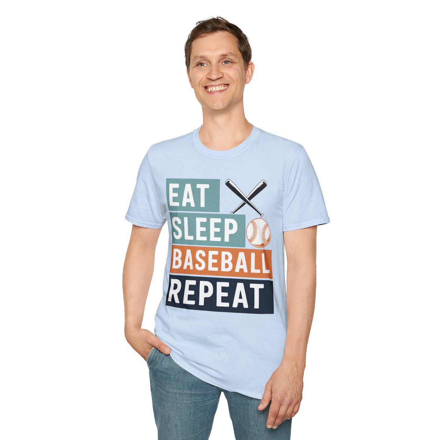 Eat Sleep Baseball Repeat T‑Shirt – Funny Baseball Lover Tee for Game Days, Players & Fans