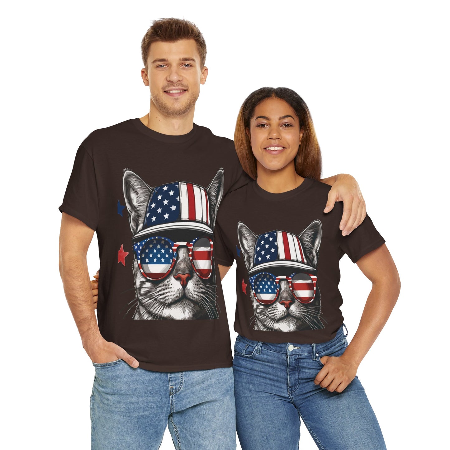 Patriotic Cat T‑Shirt – Festive USA Sunglasses Tee for Proud Pet Lovers & Summer Celebrations