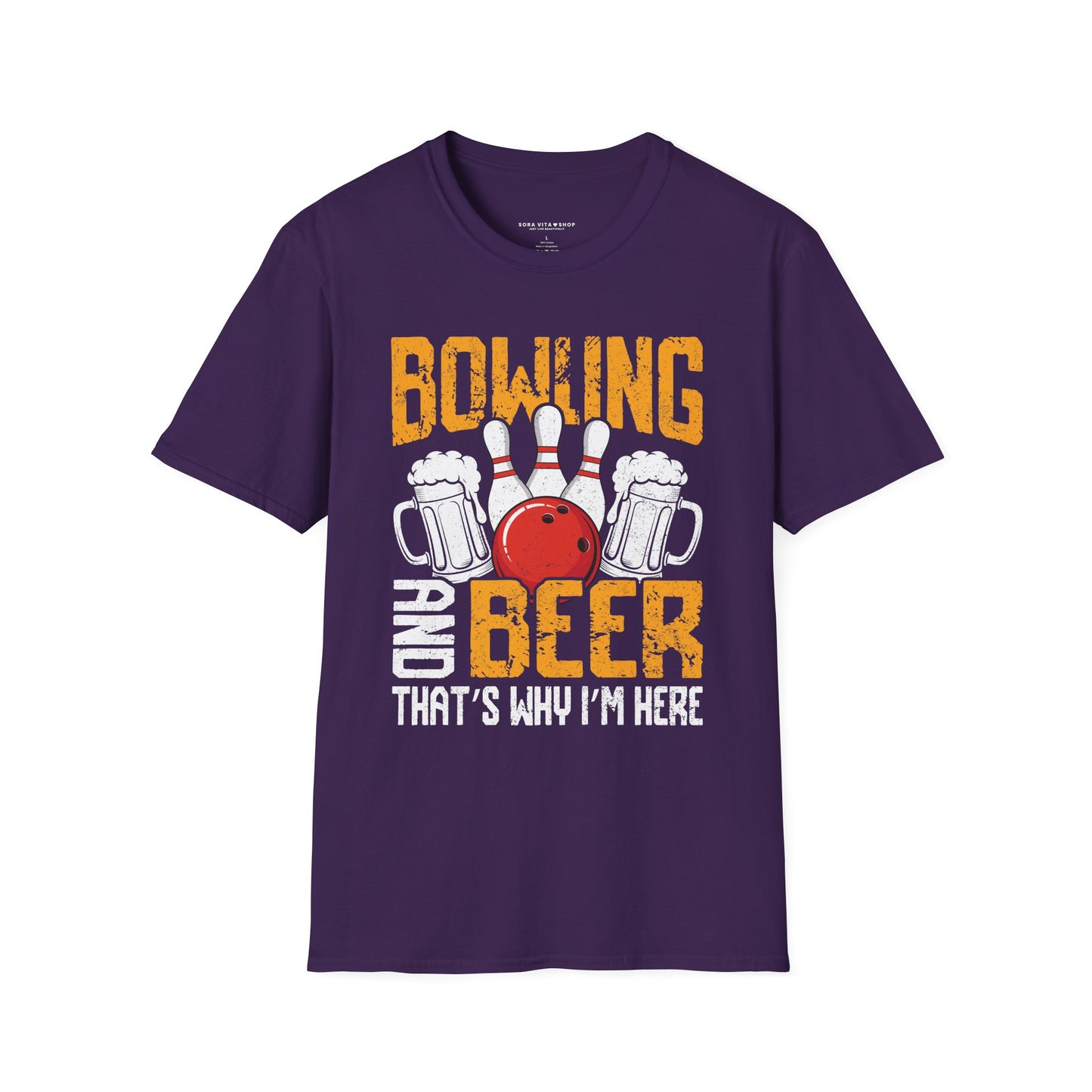 Bowling & Beer Softstyle Tee – Fun Game Night Vibes, All‑Day Comfort, Perfect Gift for Bowlers & Backyard BBQ Fans