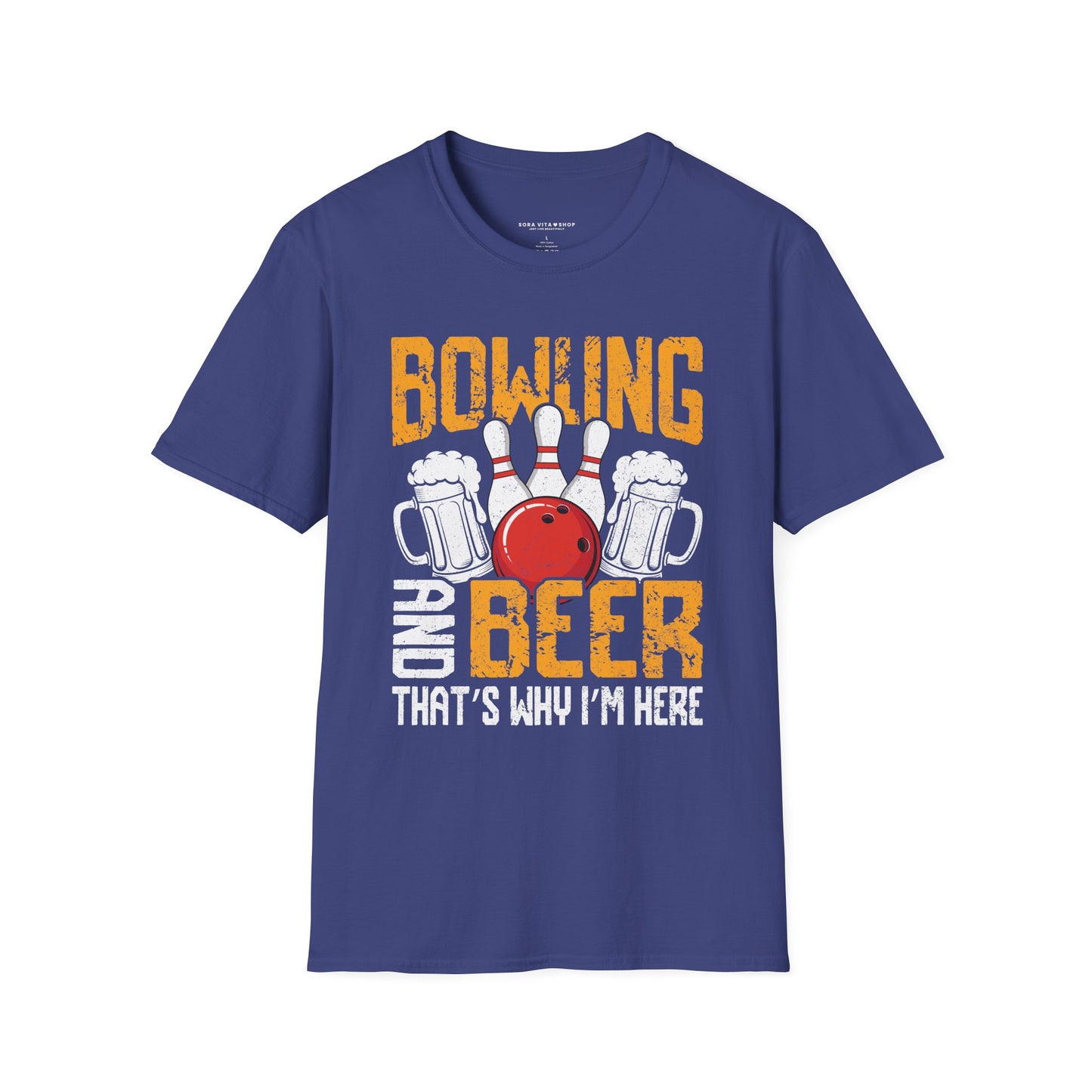 Bowling & Beer Softstyle Tee – Fun Game Night Vibes, All‑Day Comfort, Perfect Gift for Bowlers & Backyard BBQ Fans