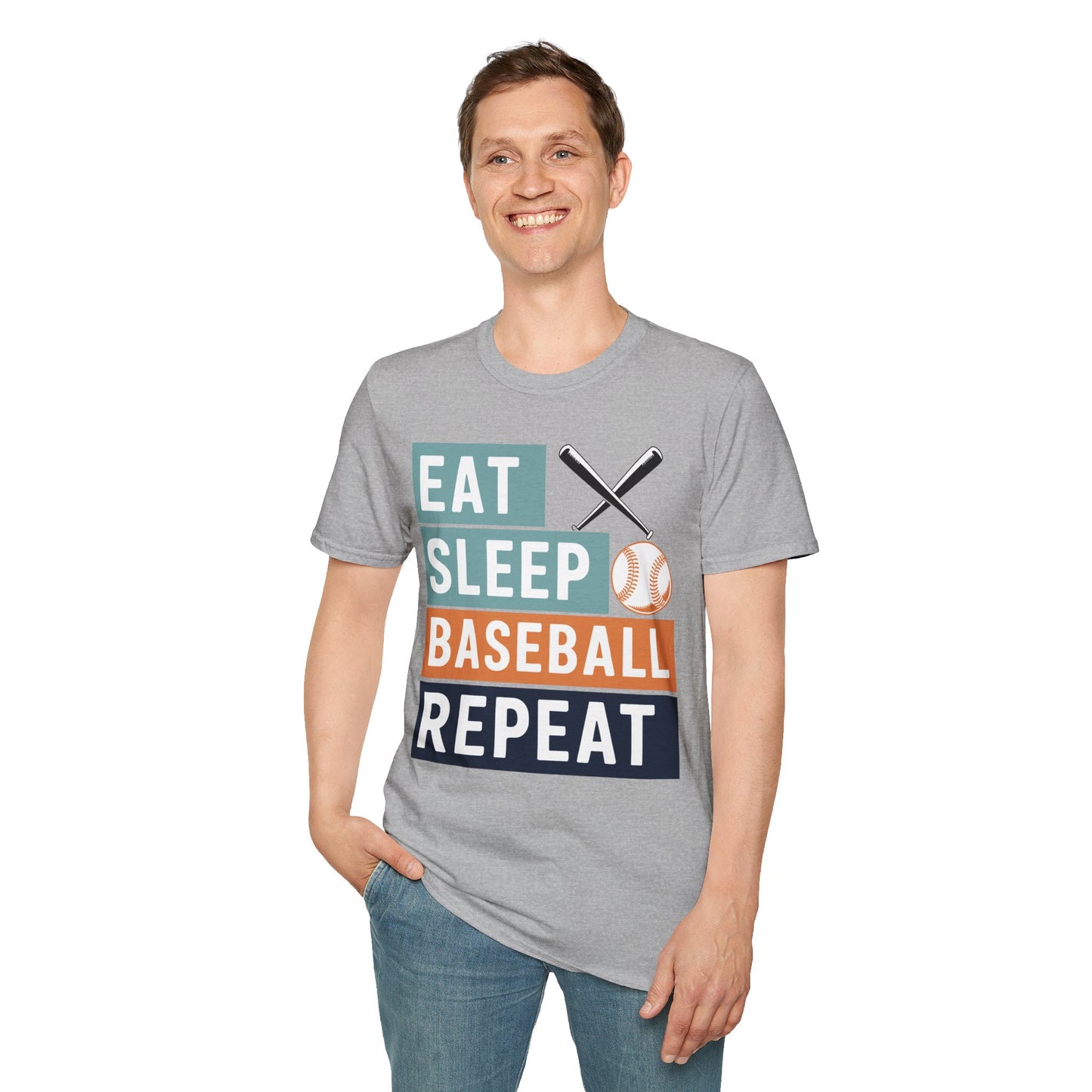 Eat Sleep Baseball Repeat T‑Shirt – Funny Baseball Lover Tee for Game Days, Players & Fans
