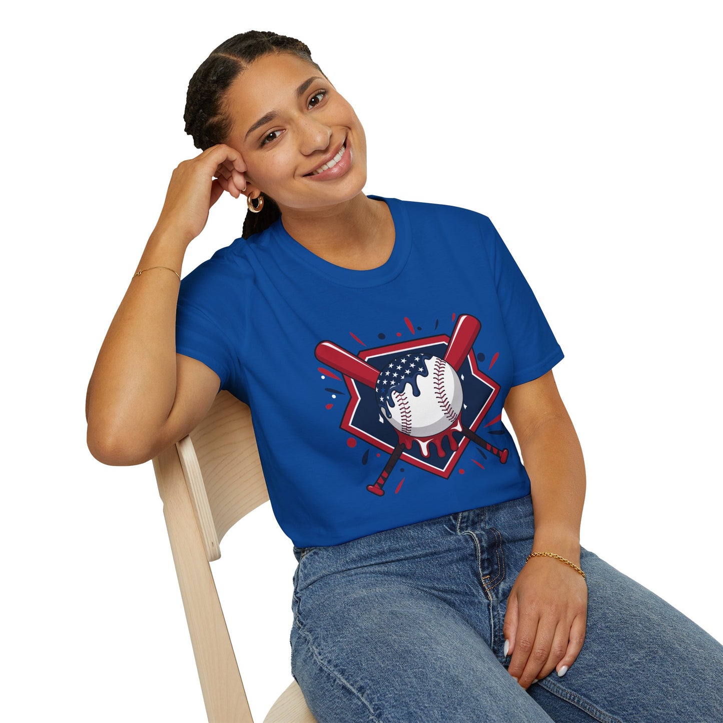 Patriotic Baseball Softstyle Tee – All‑Day Comfort, Game‑Day Pride, Perfect 4th of July & Father’s Day Gift