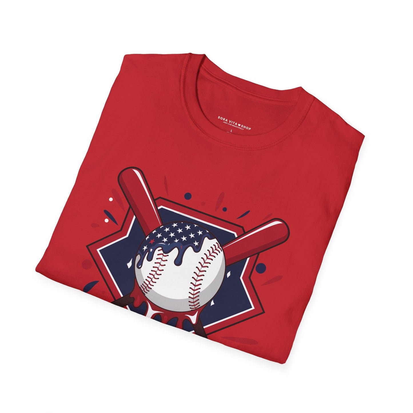 Patriotic Baseball Softstyle Tee – All‑Day Comfort, Game‑Day Pride, Perfect 4th of July & Father’s Day Gift