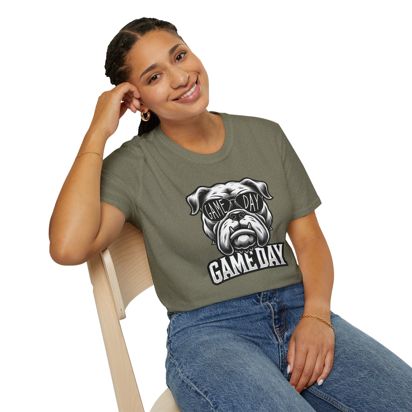 Game Day Bulldog Tee | Unisex Softstyle Comfort for Pet Lovers, Sports Fans & Everyday Style
