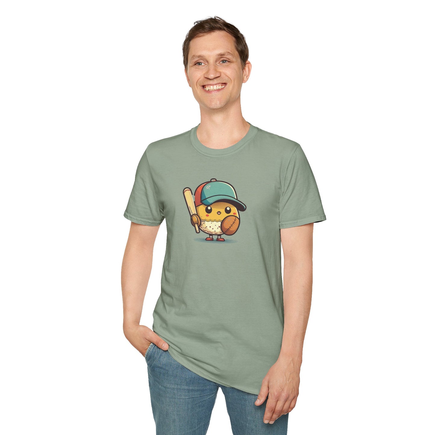 Playful Baseball Chick Softstyle Tee 🐥⚾ | Cute Unisex Comfort for Sports Lovers, Spring Fun & Everyday Style