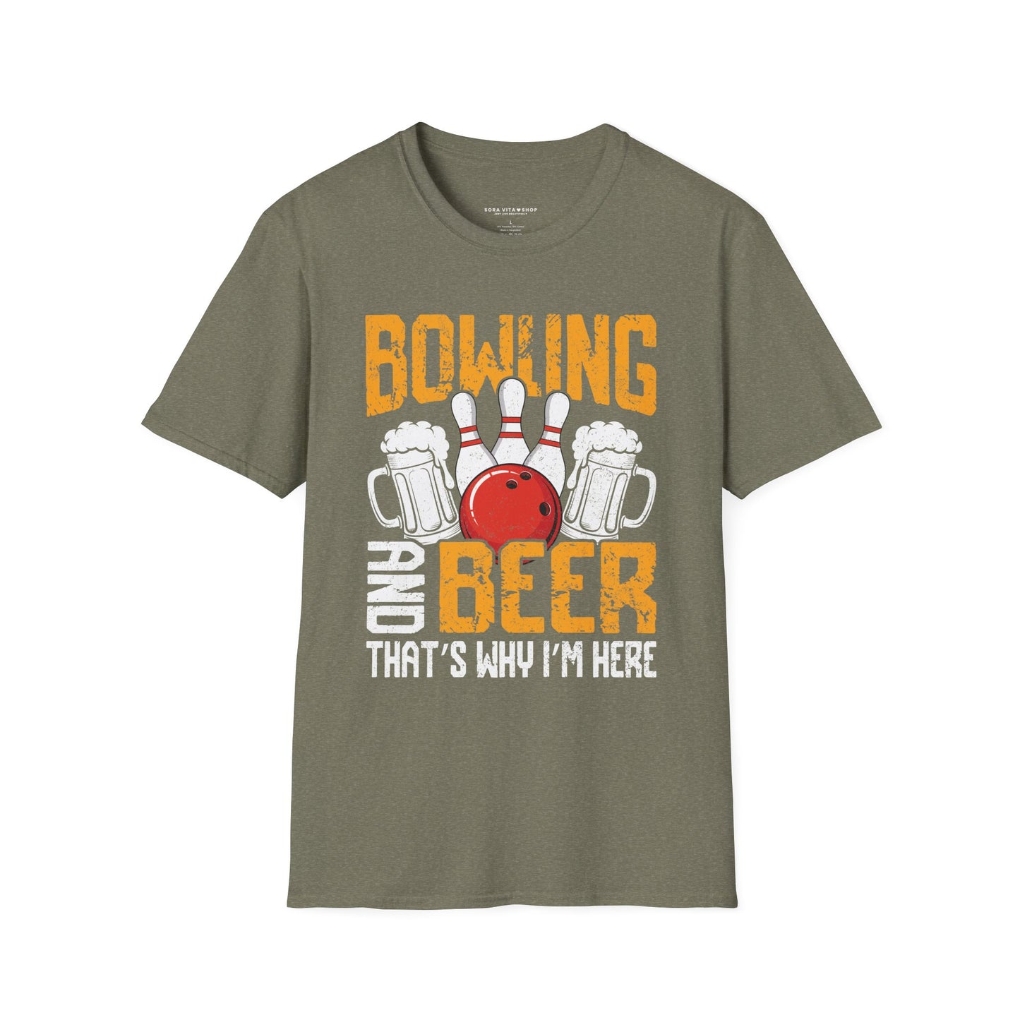 Bowling & Beer Softstyle Tee – Fun Game Night Vibes, All‑Day Comfort, Perfect Gift for Bowlers & Backyard BBQ Fans
