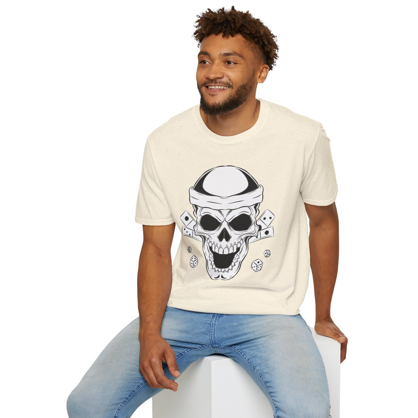Skull & Dice Graphic T‑Shirt Unisex Softstyle Tee for Gamers, Halloween Nights & Everyday Bold Style