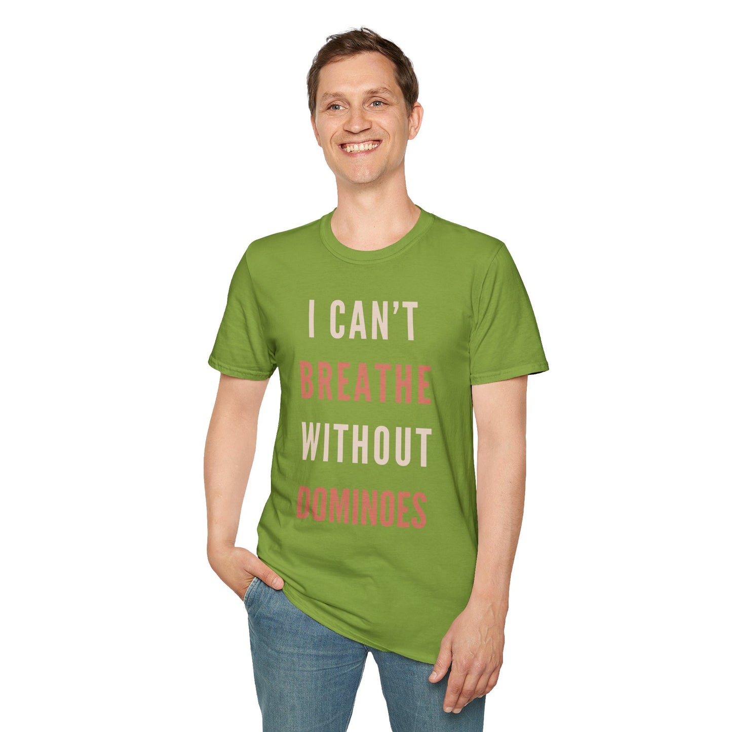 I Can’t Breathe Without Dominoes Tee – Funny Food Lover & Game Night Graphic Shirt