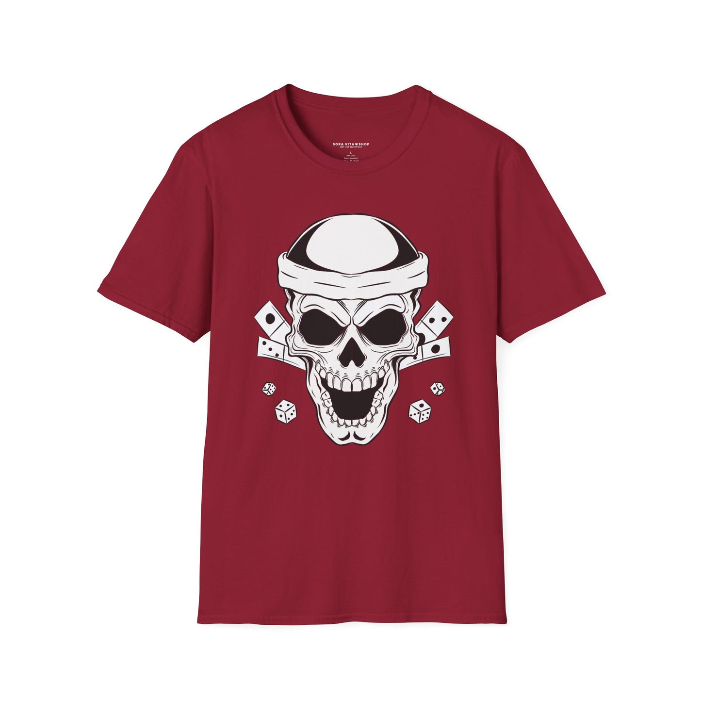 Skull & Dice Graphic T‑Shirt Unisex Softstyle Tee for Gamers, Halloween Nights & Everyday Bold Style