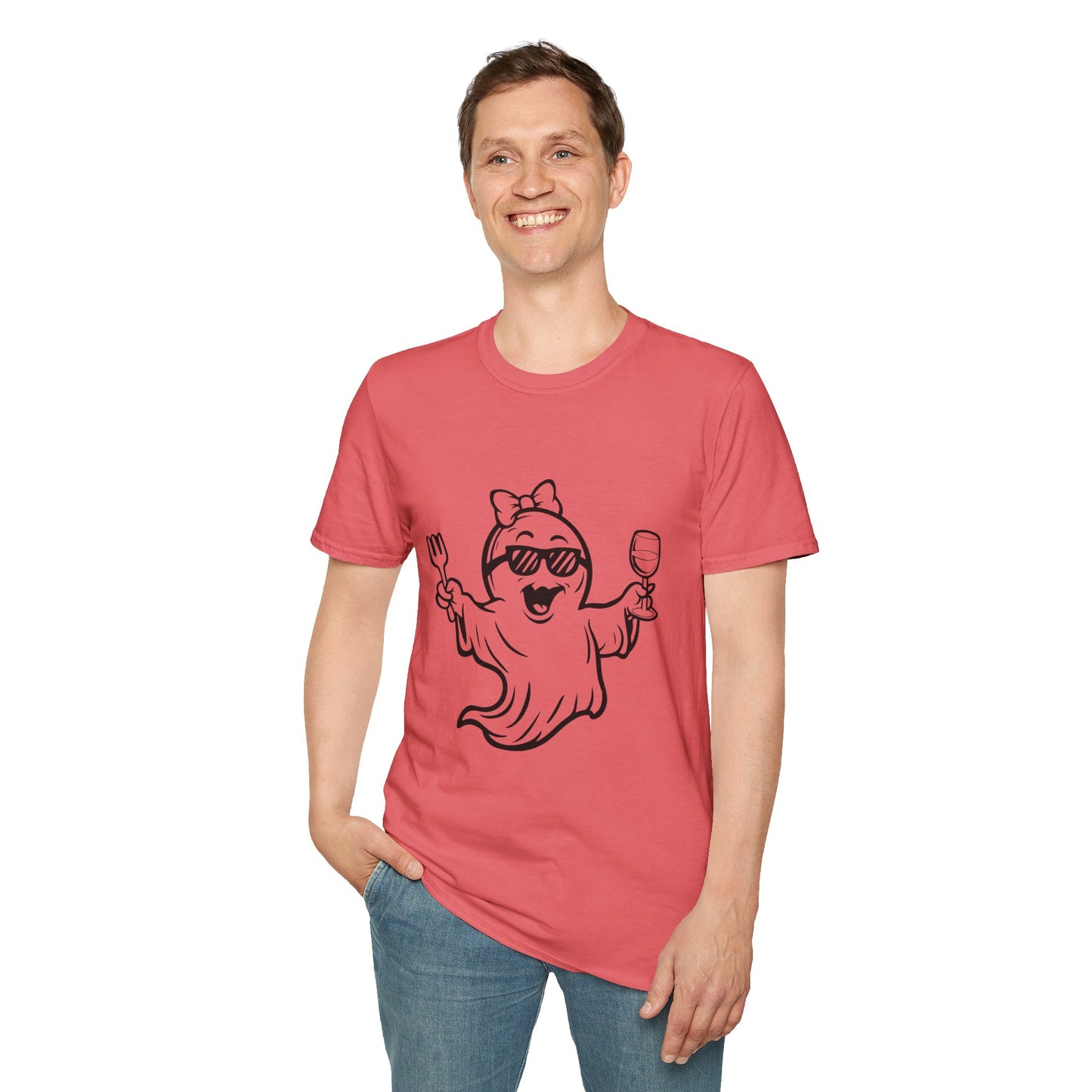 Ghostly Wine Lover Tee – Funny Halloween & Party Shirt for Spooky Wine Fans
