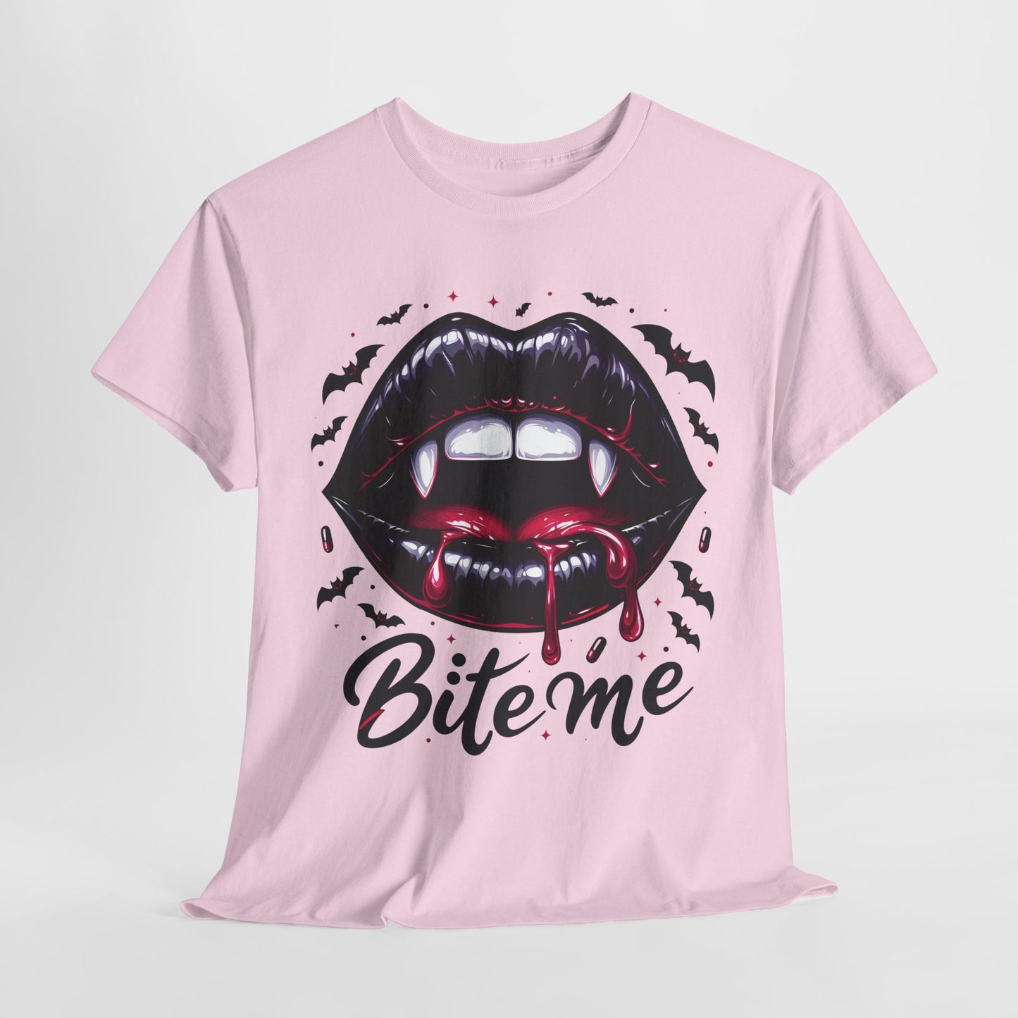 Vampire Bite Graphic Tee – Bold ‘Bite Me’ Halloween Shirt for Horror Fans & Party Nights