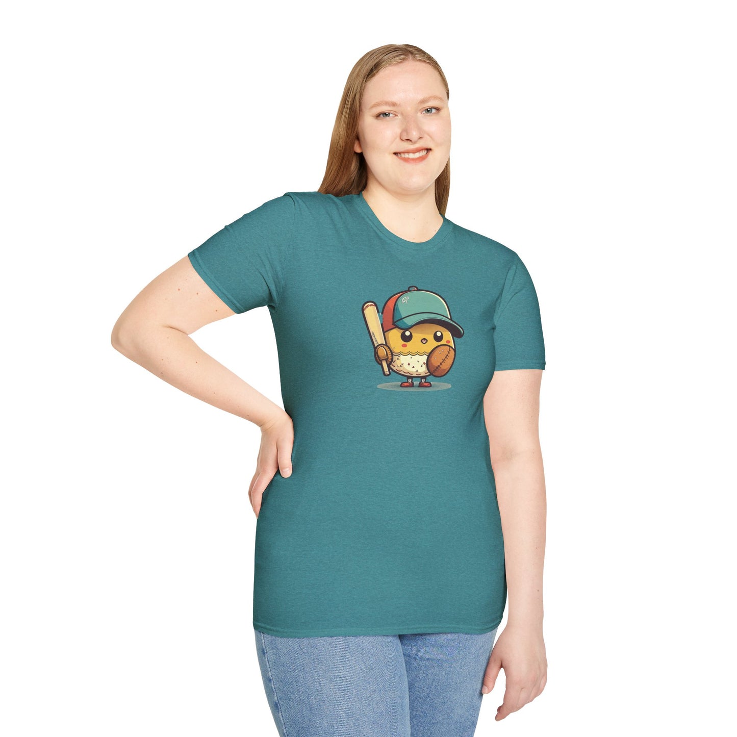 Playful Baseball Chick Softstyle Tee 🐥⚾ | Cute Unisex Comfort for Sports Lovers, Spring Fun & Everyday Style