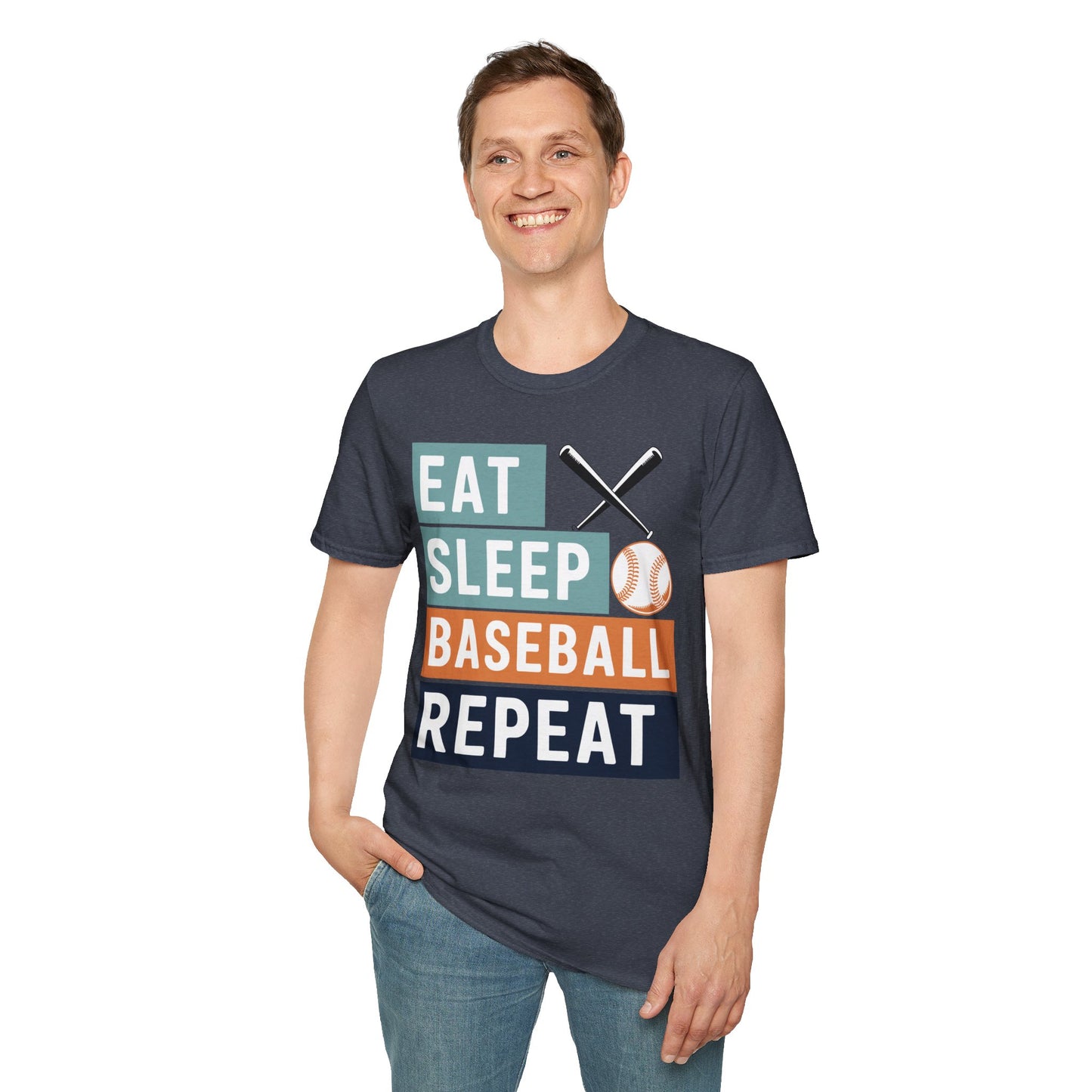 Eat Sleep Baseball Repeat T‑Shirt – Funny Baseball Lover Tee for Game Days, Players & Fans