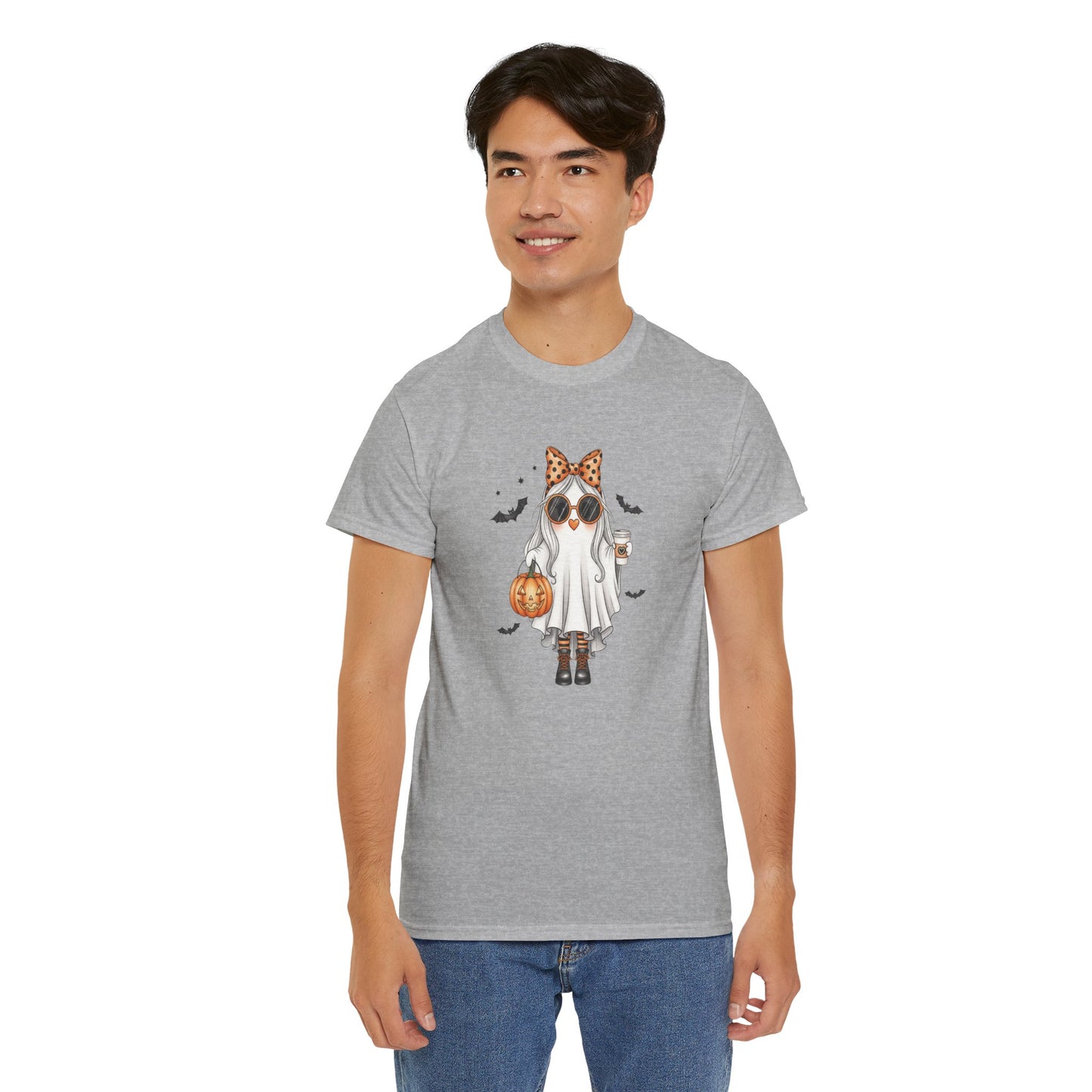 Spooky‑Cute Halloween Ghost Tee | Pumpkin Spice Vibes, Unisex Heavy Cotton Comfort for Fall Fun