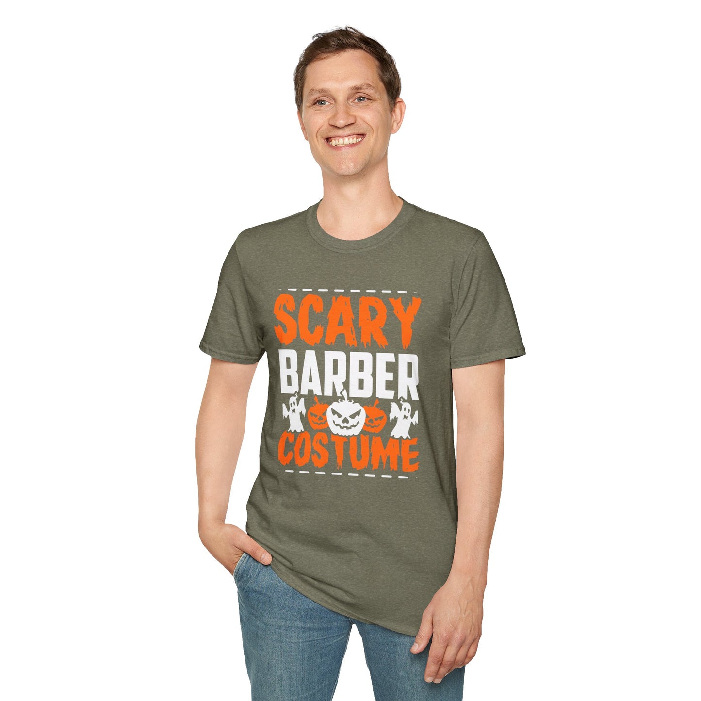 Halloween Scary Barber Tee – Funny Spooky Costume Shirt for Parties, Barbers & Hair Enthusiasts