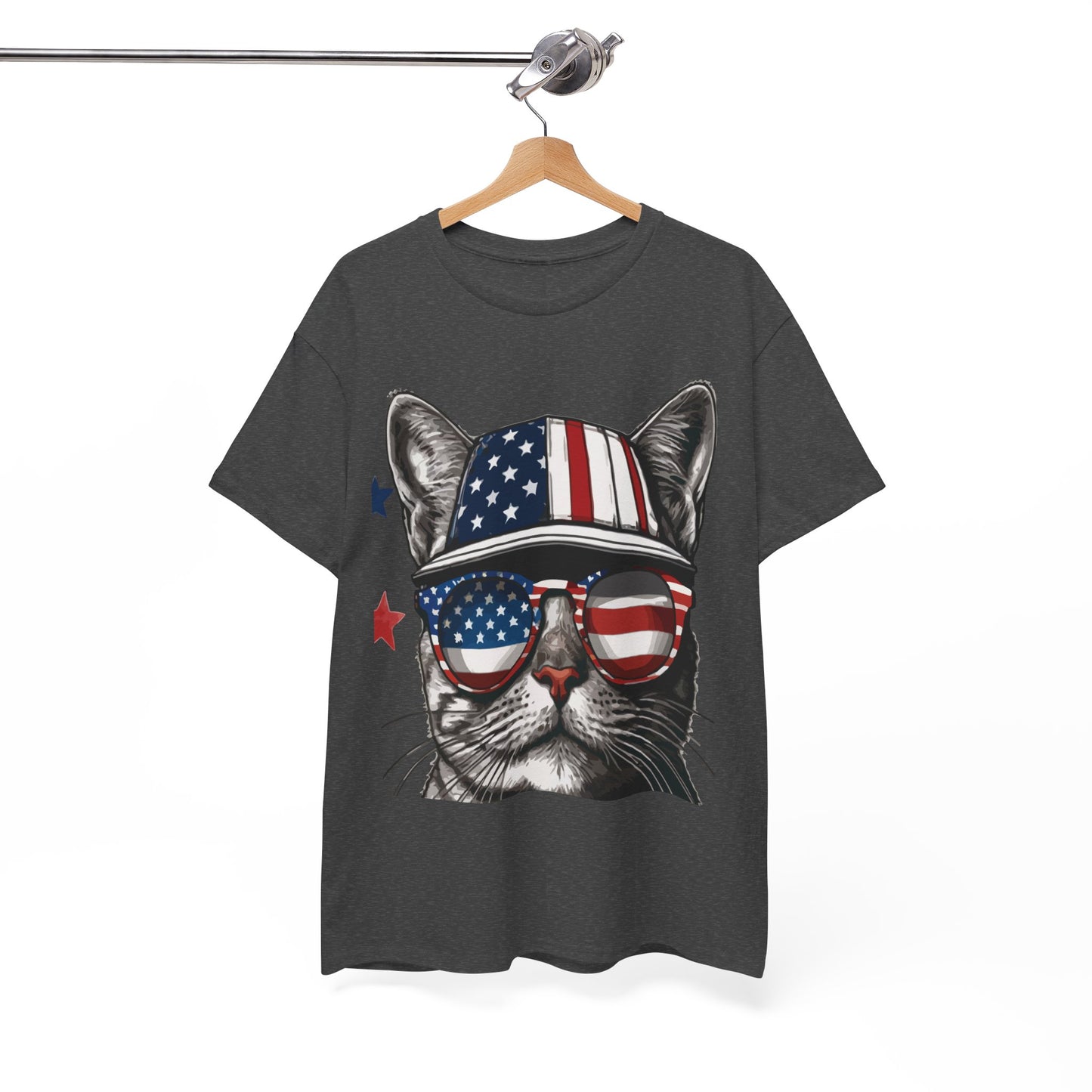 Patriotic Cat T‑Shirt – Festive USA Sunglasses Tee for Proud Pet Lovers & Summer Celebrations