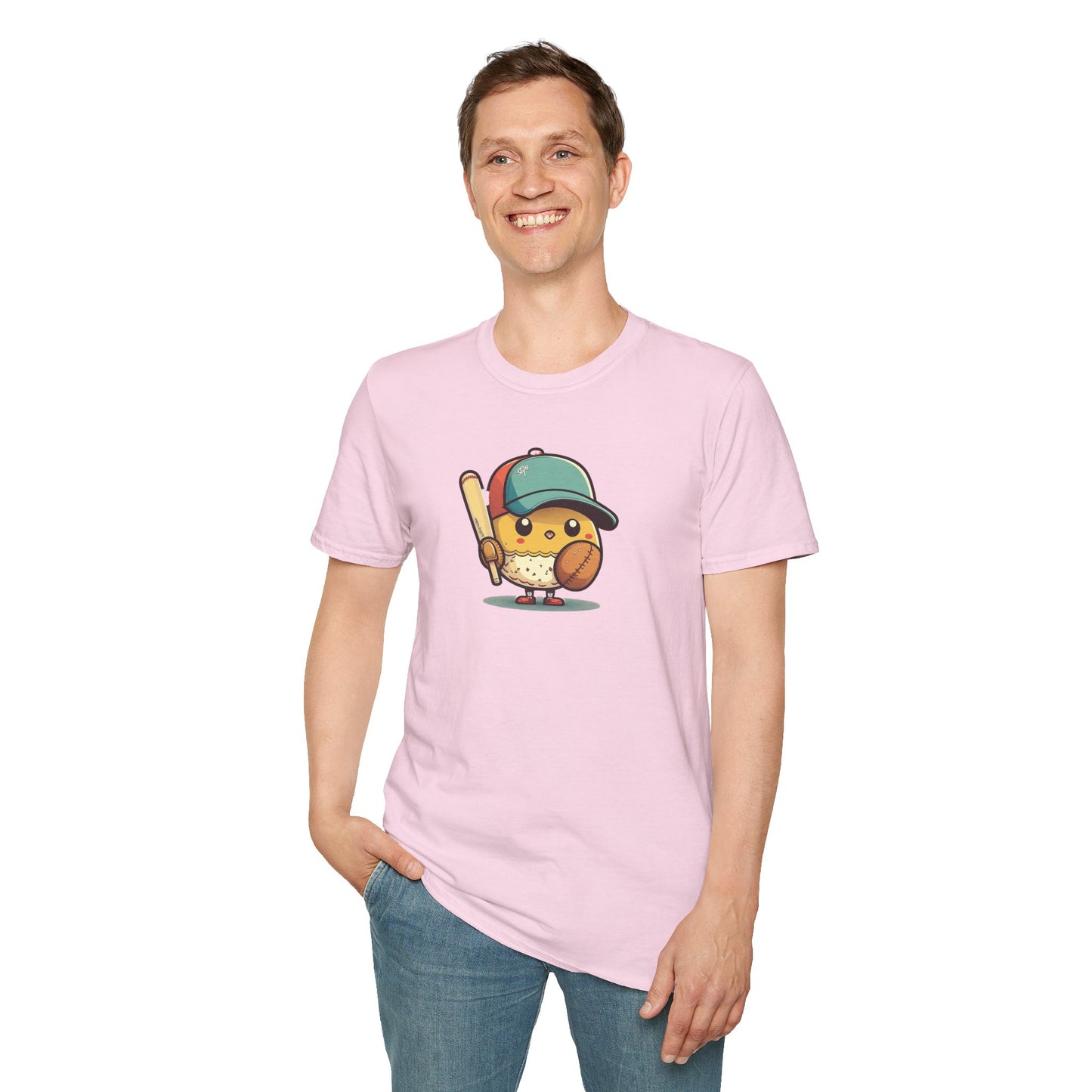 Playful Baseball Chick Softstyle Tee 🐥⚾ | Cute Unisex Comfort for Sports Lovers, Spring Fun & Everyday Style