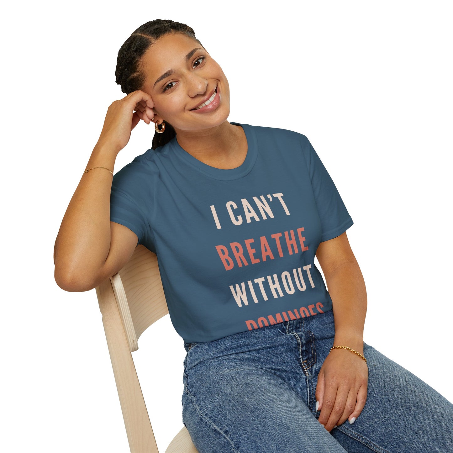 I Can’t Breathe Without Dominoes Tee – Funny Food Lover & Game Night Graphic Shirt