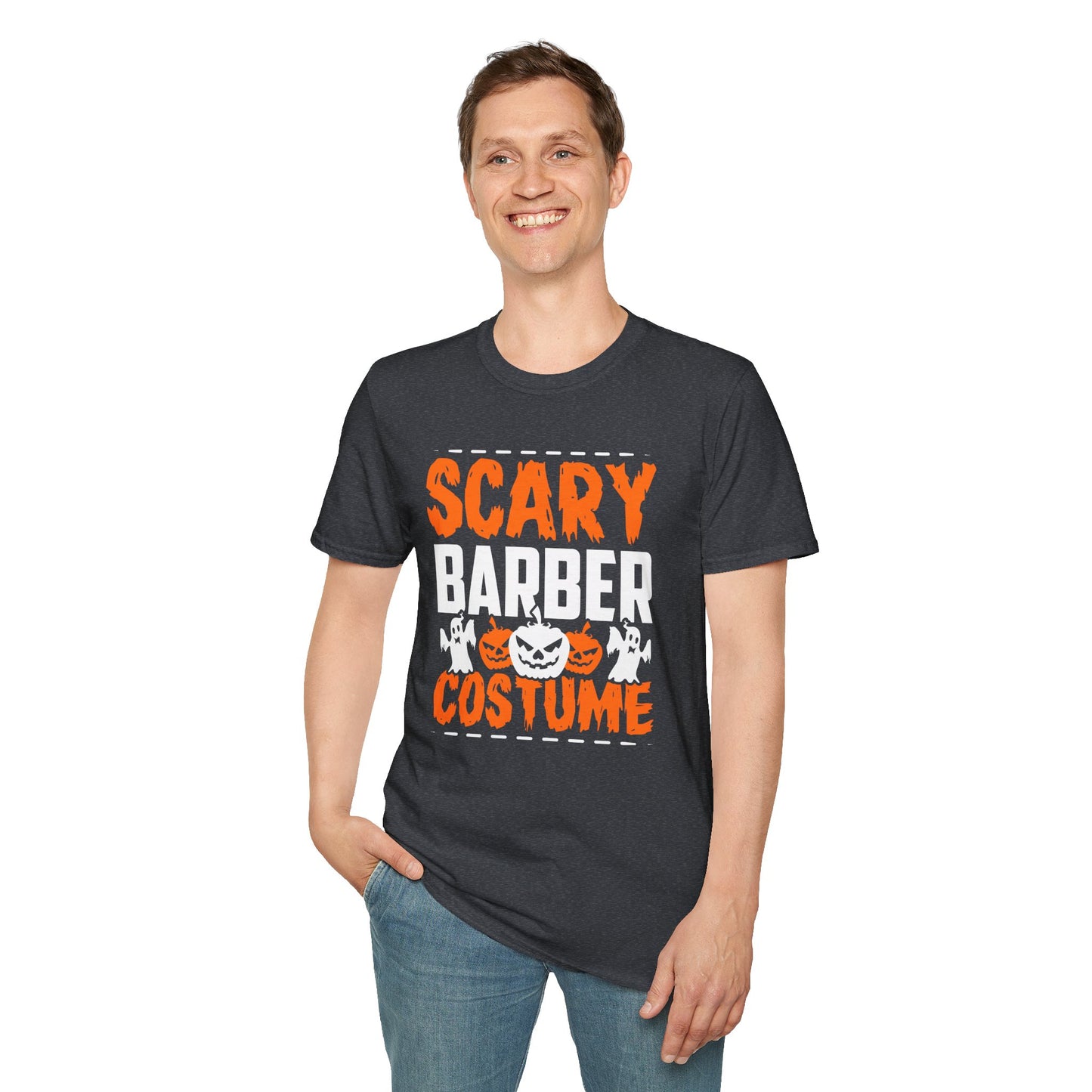 Halloween Scary Barber Tee – Funny Spooky Costume Shirt for Parties, Barbers & Hair Enthusiasts