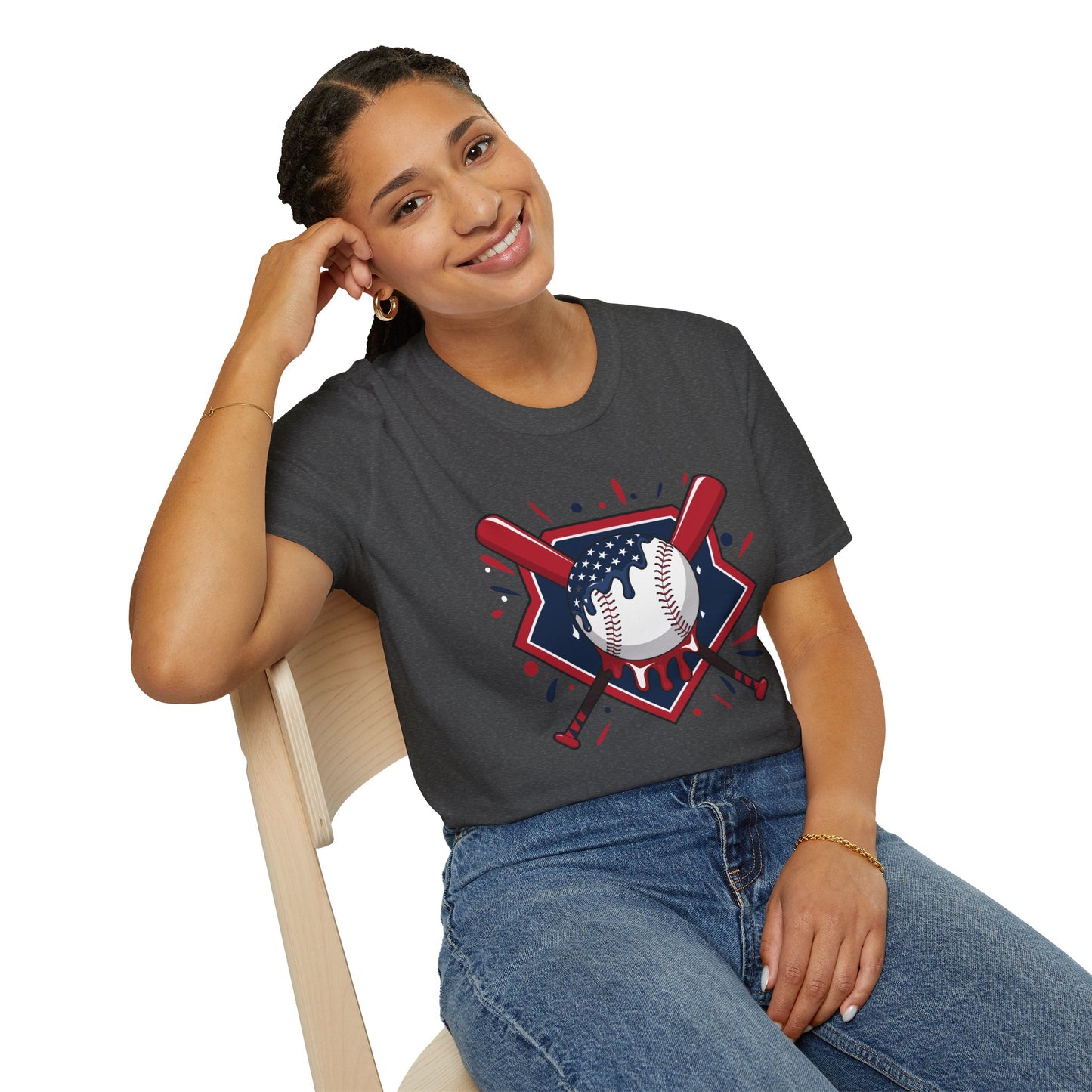 Patriotic Baseball Softstyle Tee – All‑Day Comfort, Game‑Day Pride, Perfect 4th of July & Father’s Day Gift