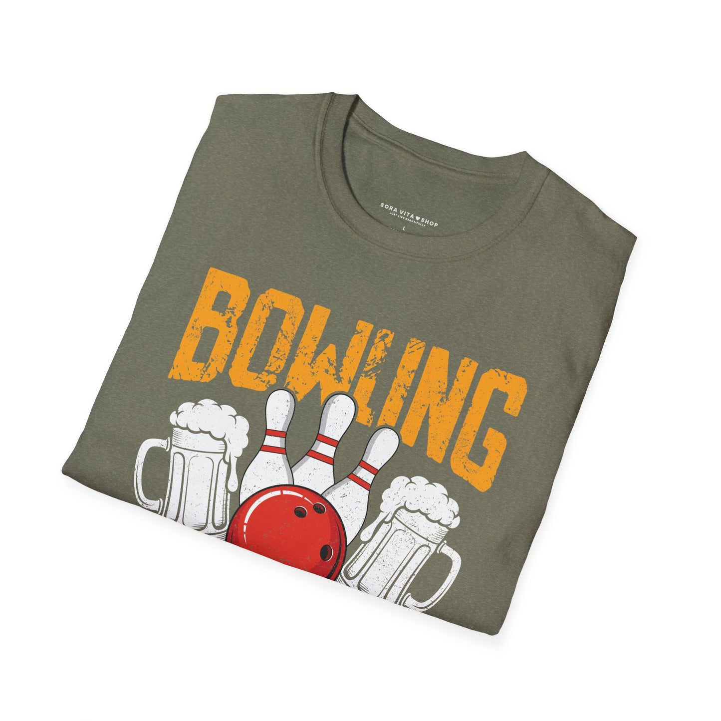 Bowling & Beer Softstyle Tee – Fun Game Night Vibes, All‑Day Comfort, Perfect Gift for Bowlers & Backyard BBQ Fans