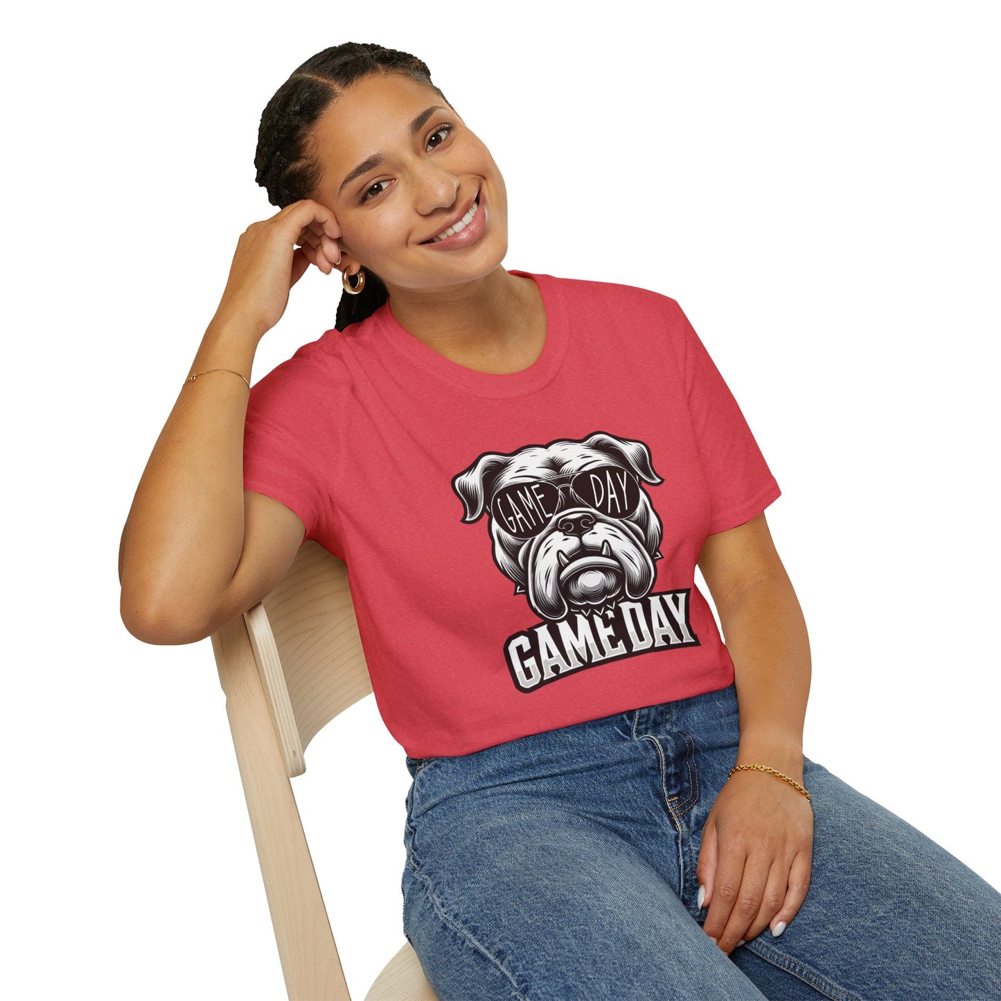 Game Day Bulldog Tee | Unisex Softstyle Comfort for Pet Lovers, Sports Fans & Everyday Style
