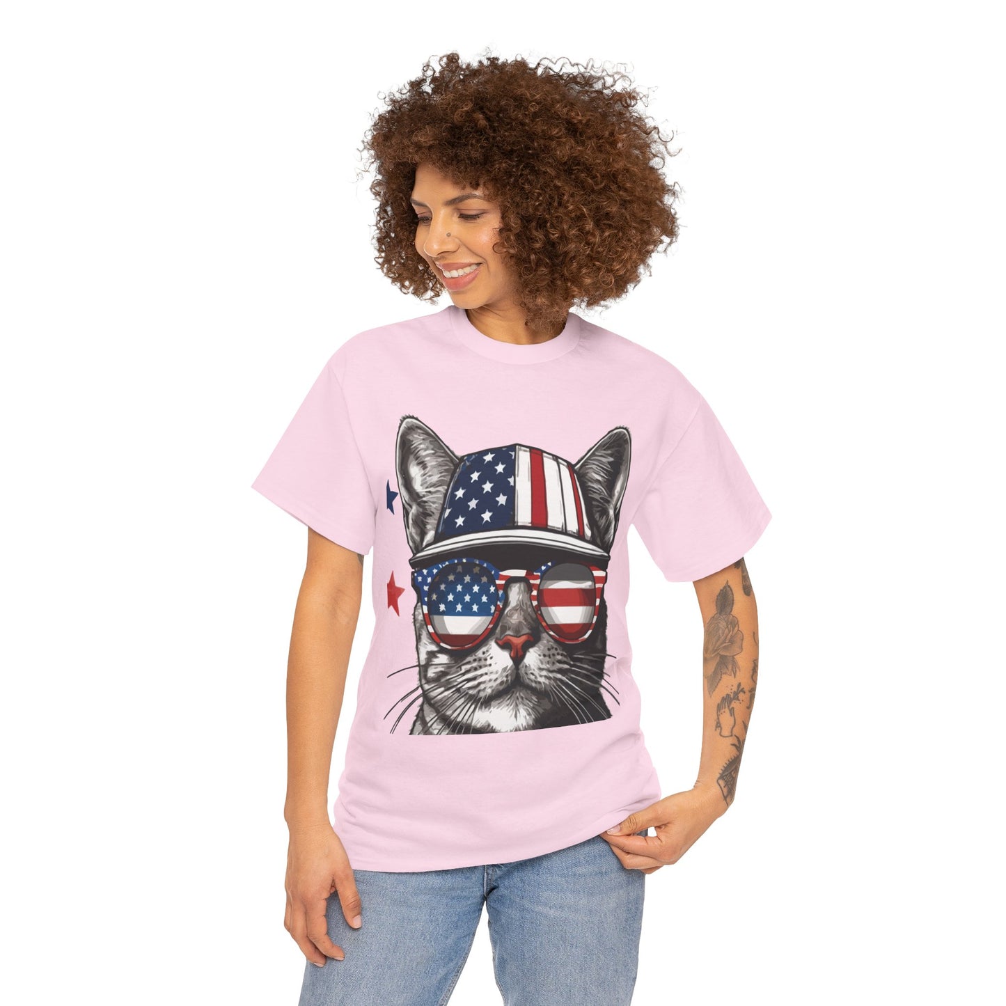 Patriotic Cat T‑Shirt – Festive USA Sunglasses Tee for Proud Pet Lovers & Summer Celebrations
