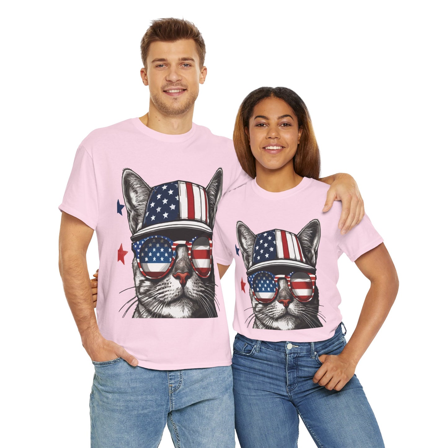 Patriotic Cat T‑Shirt – Festive USA Sunglasses Tee for Proud Pet Lovers & Summer Celebrations