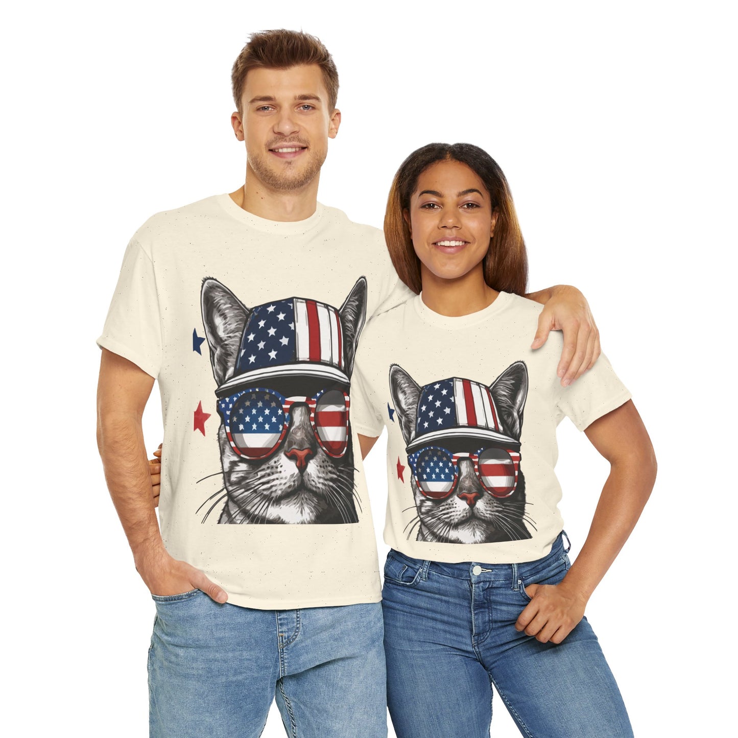 Patriotic Cat T‑Shirt – Festive USA Sunglasses Tee for Proud Pet Lovers & Summer Celebrations