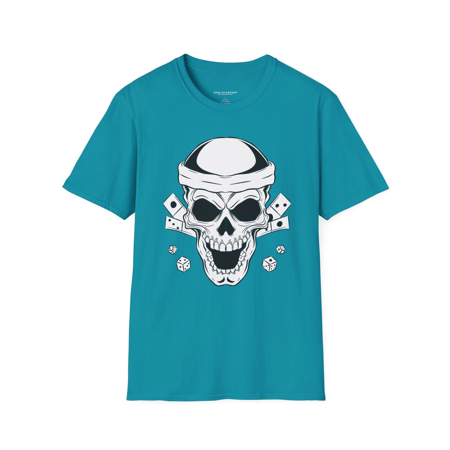 Skull & Dice Graphic T‑Shirt Unisex Softstyle Tee for Gamers, Halloween Nights & Everyday Bold Style