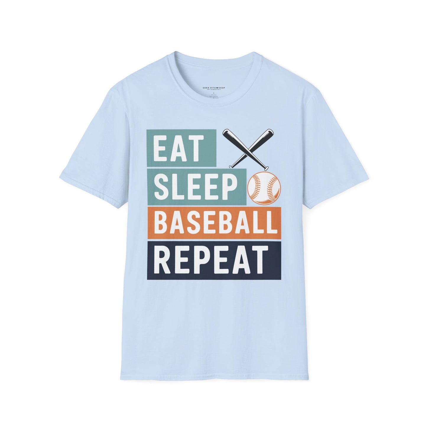 Eat Sleep Baseball Repeat T‑Shirt – Funny Baseball Lover Tee for Game Days, Players & Fans