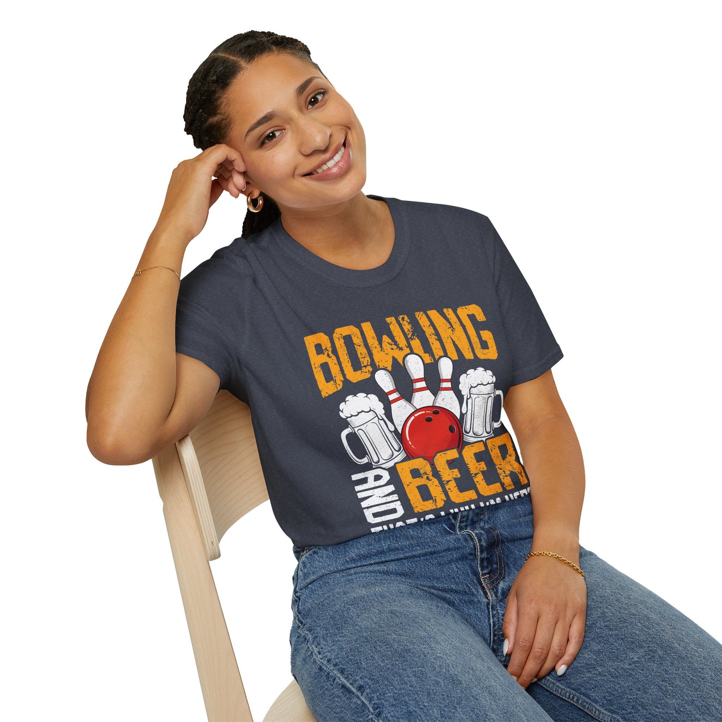 Bowling & Beer Softstyle Tee – Fun Game Night Vibes, All‑Day Comfort, Perfect Gift for Bowlers & Backyard BBQ Fans