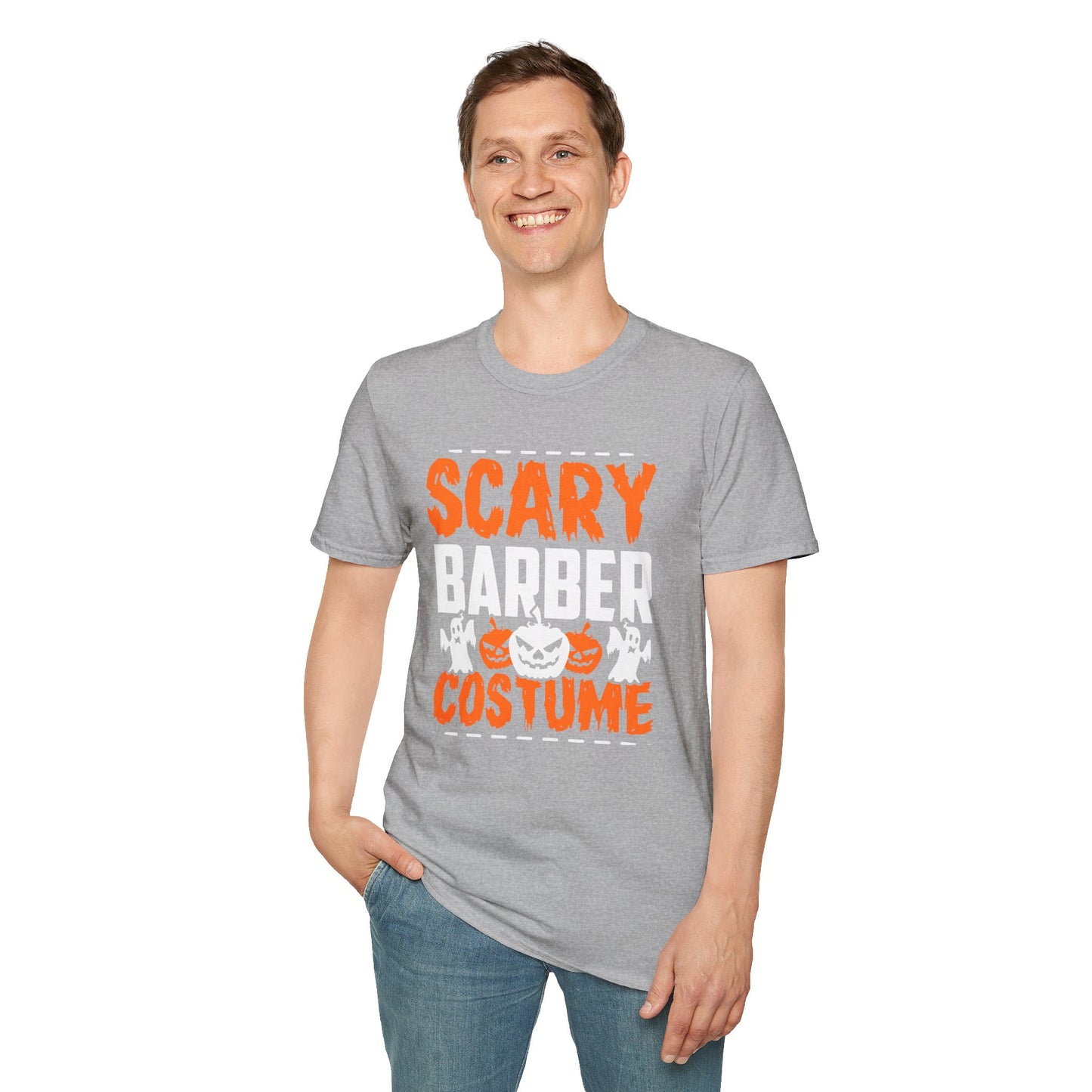 Halloween Scary Barber Tee – Funny Spooky Costume Shirt for Parties, Barbers & Hair Enthusiasts