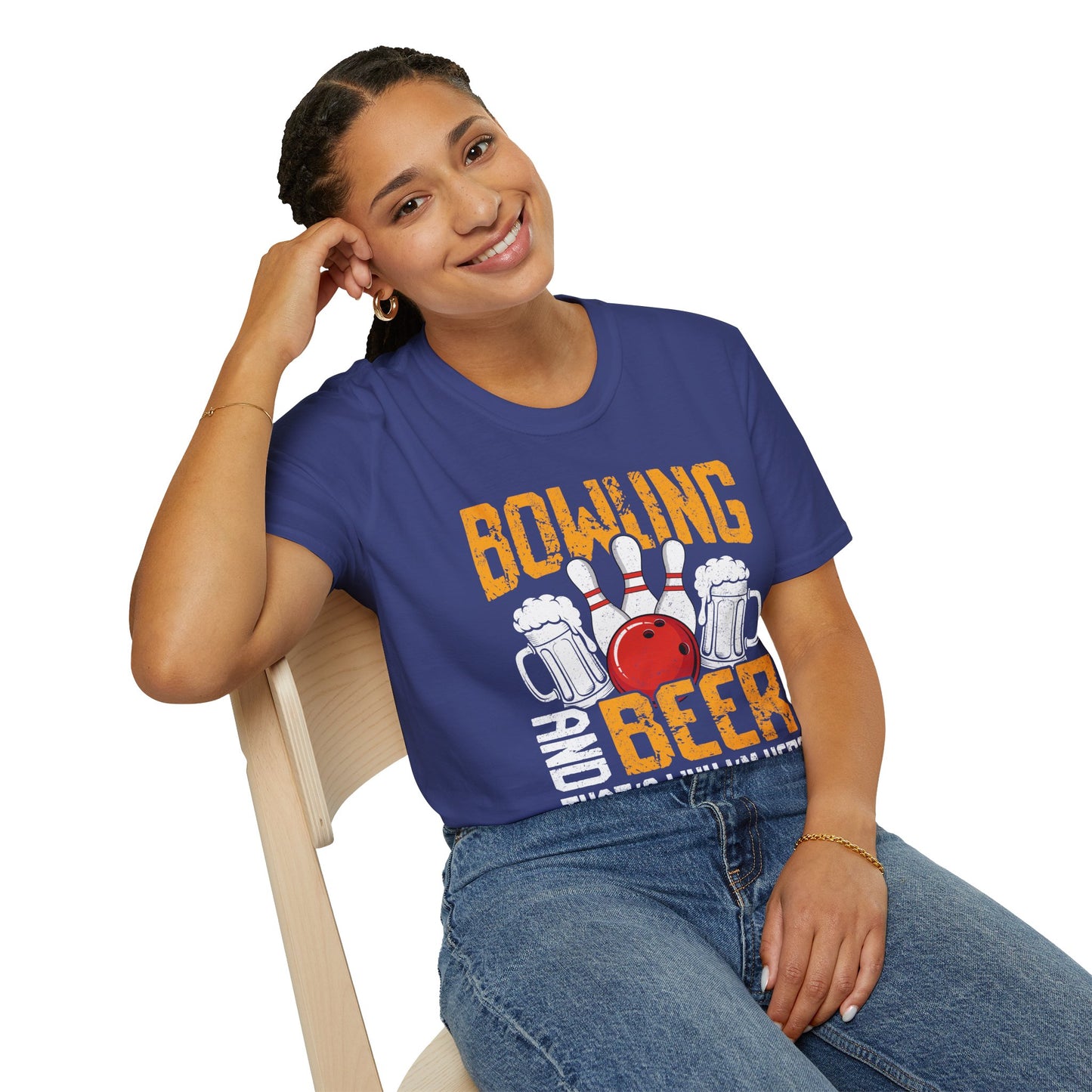 Bowling & Beer Softstyle Tee – Fun Game Night Vibes, All‑Day Comfort, Perfect Gift for Bowlers & Backyard BBQ Fans