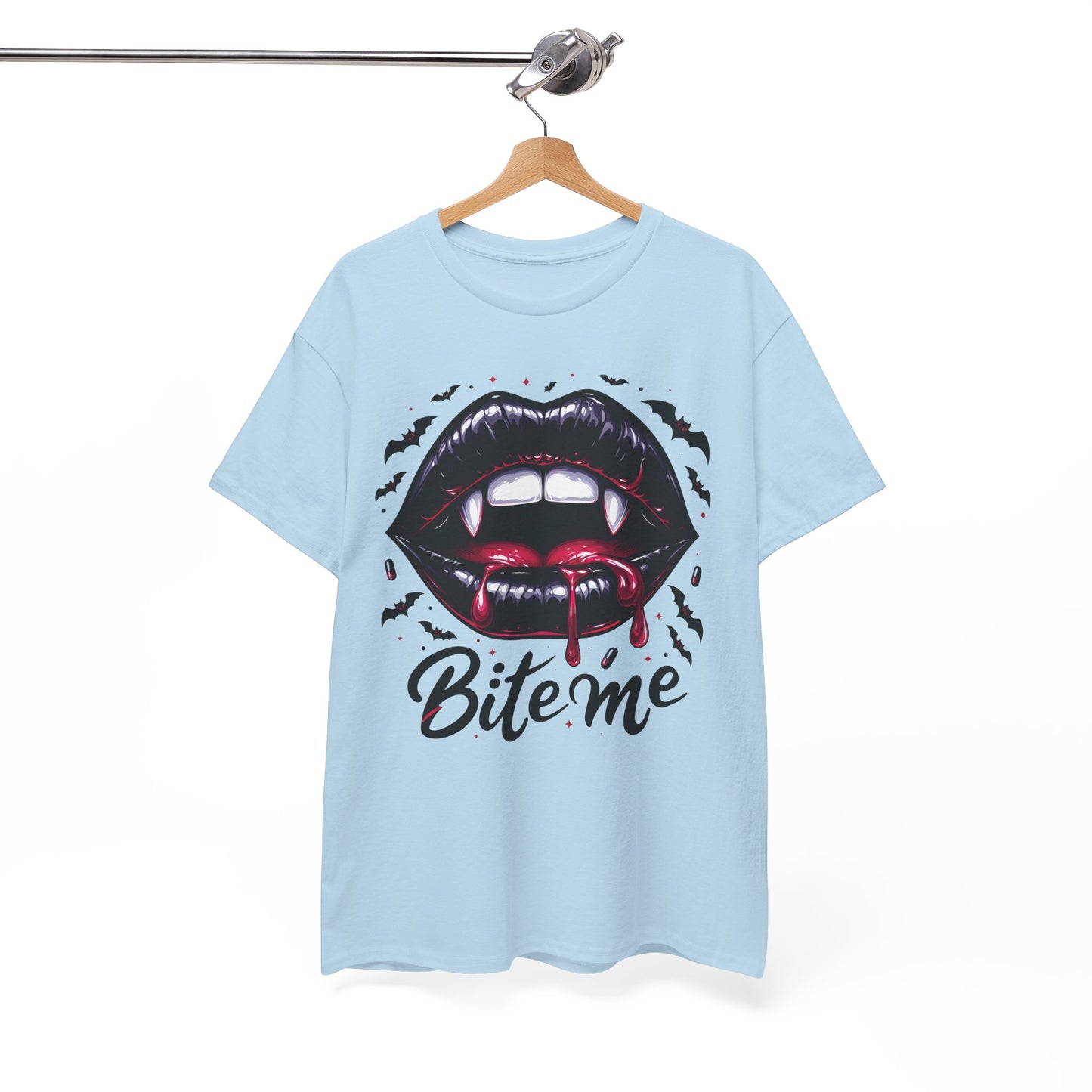 Vampire Bite Graphic Tee – Bold ‘Bite Me’ Halloween Shirt for Horror Fans & Party Nights