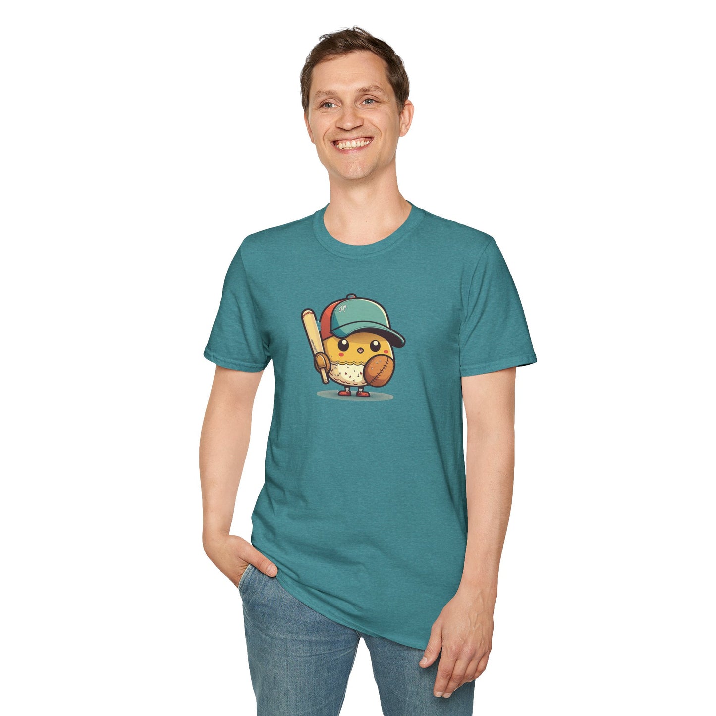 Playful Baseball Chick Softstyle Tee 🐥⚾ | Cute Unisex Comfort for Sports Lovers, Spring Fun & Everyday Style