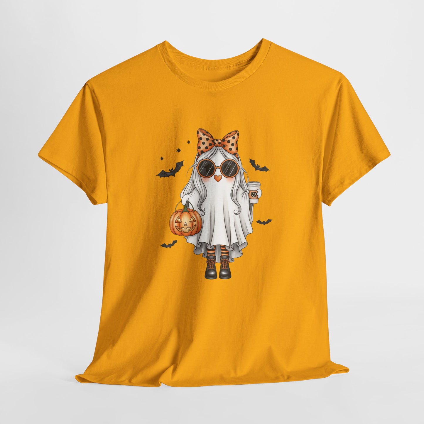 Spooky‑Cute Halloween Ghost Tee | Pumpkin Spice Vibes, Unisex Heavy Cotton Comfort for Fall Fun