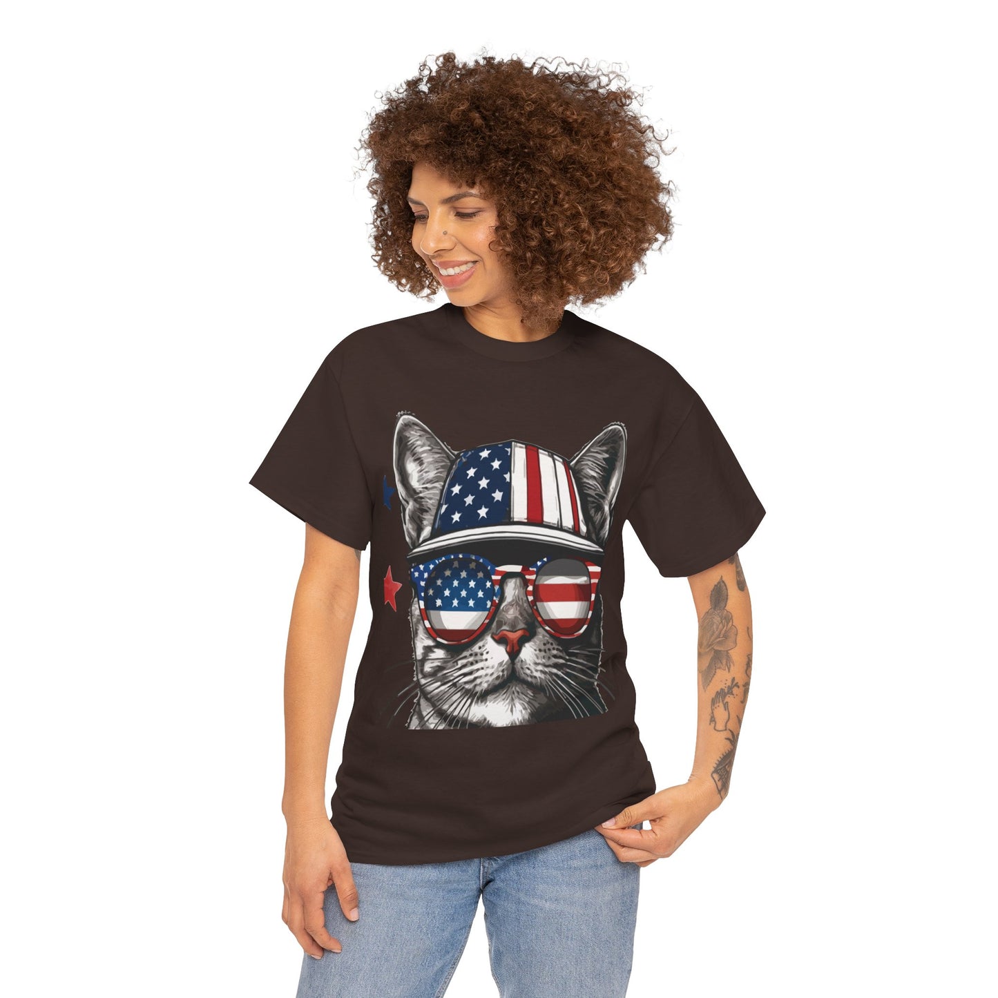 Patriotic Cat T‑Shirt – Festive USA Sunglasses Tee for Proud Pet Lovers & Summer Celebrations