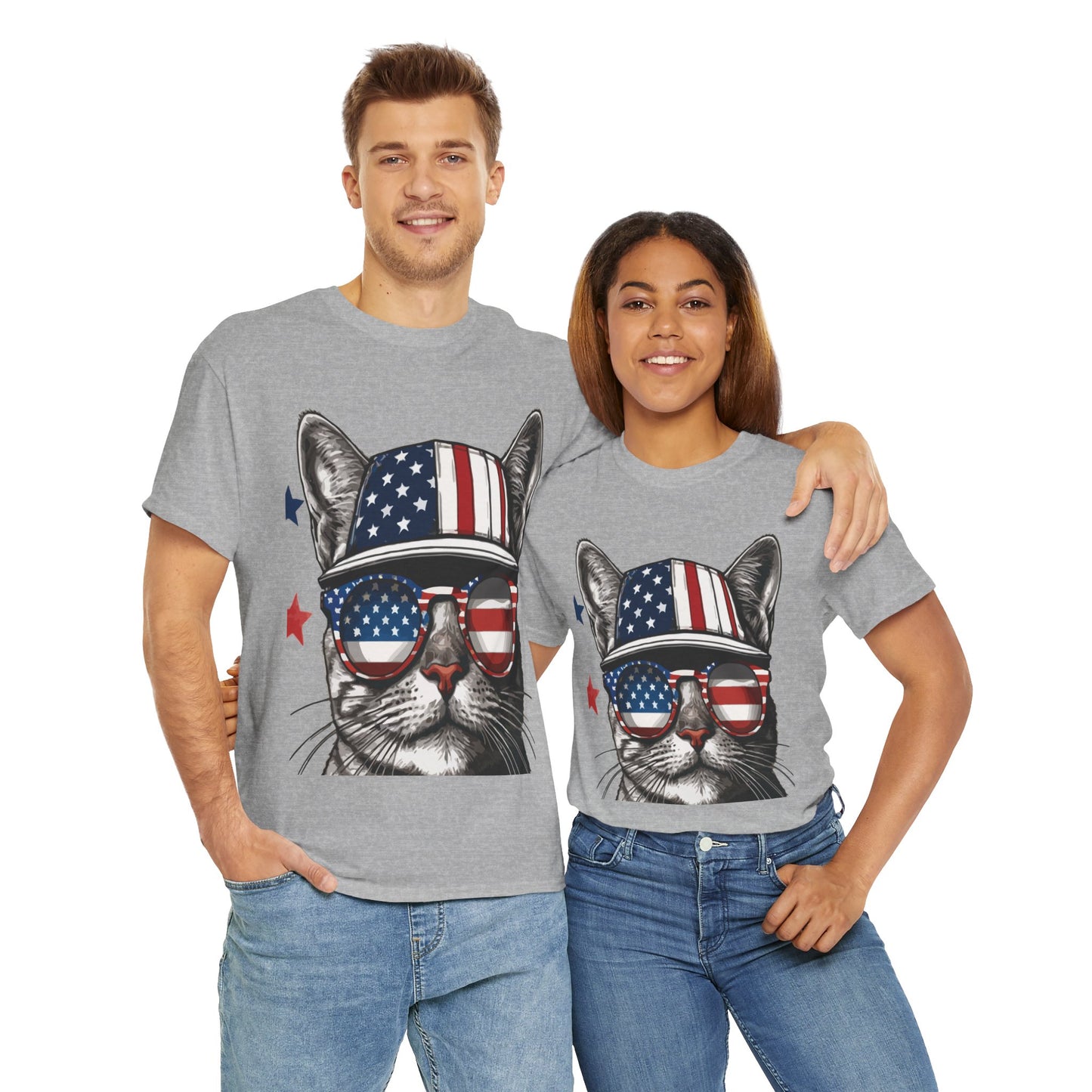 Patriotic Cat T‑Shirt – Festive USA Sunglasses Tee for Proud Pet Lovers & Summer Celebrations