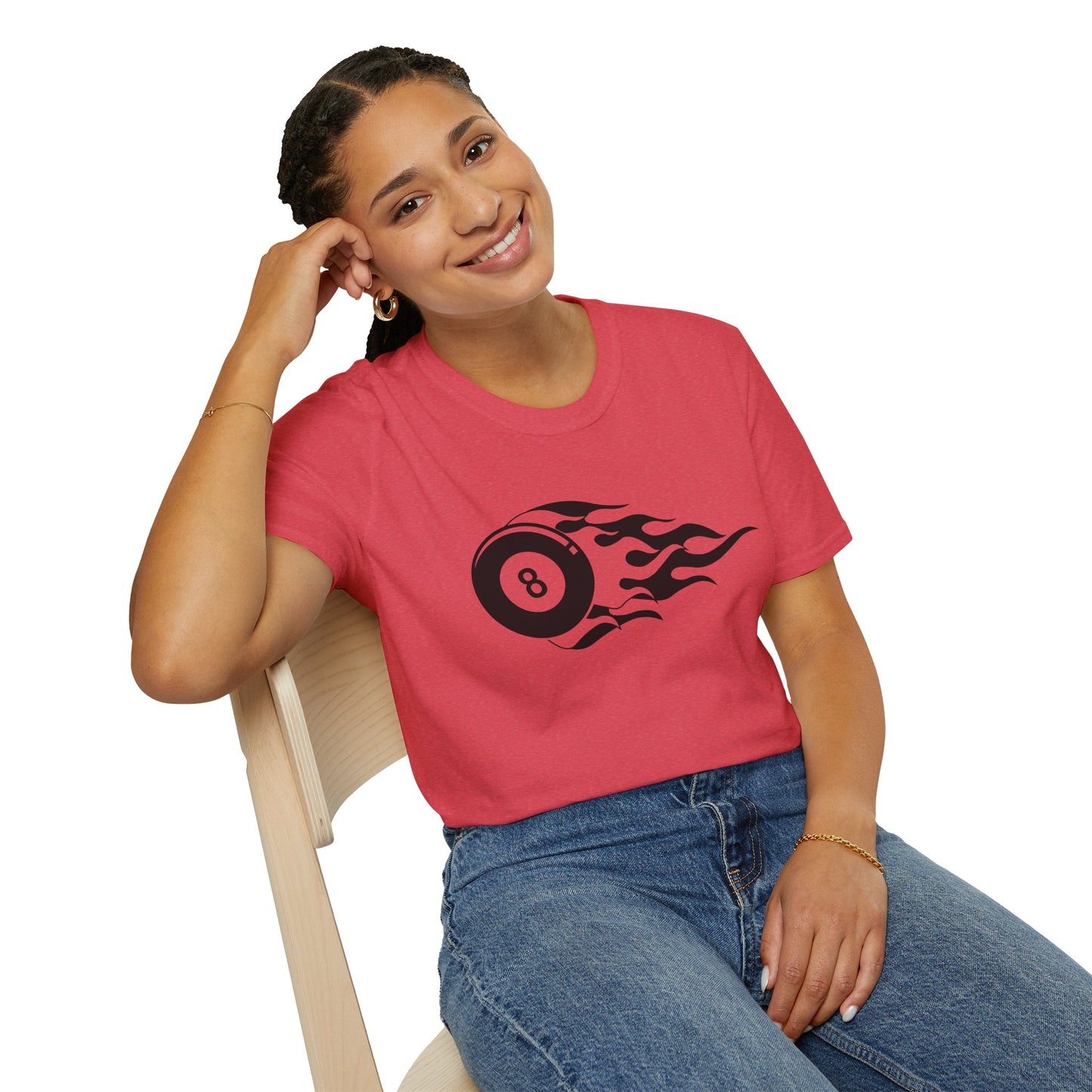 Flame Tattoo 8‑Ball Softstyle Tee – Vintage Billiards Vibes, All‑Day Comfort, Perfect Gift for Pool Lovers & Game Night Legends