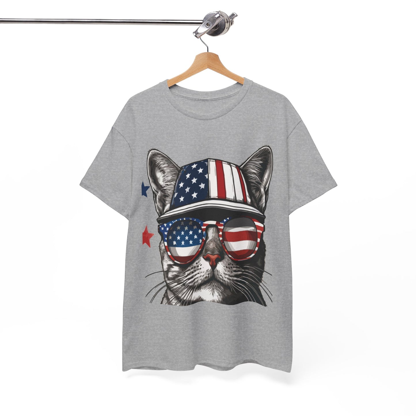 Patriotic Cat T‑Shirt – Festive USA Sunglasses Tee for Proud Pet Lovers & Summer Celebrations