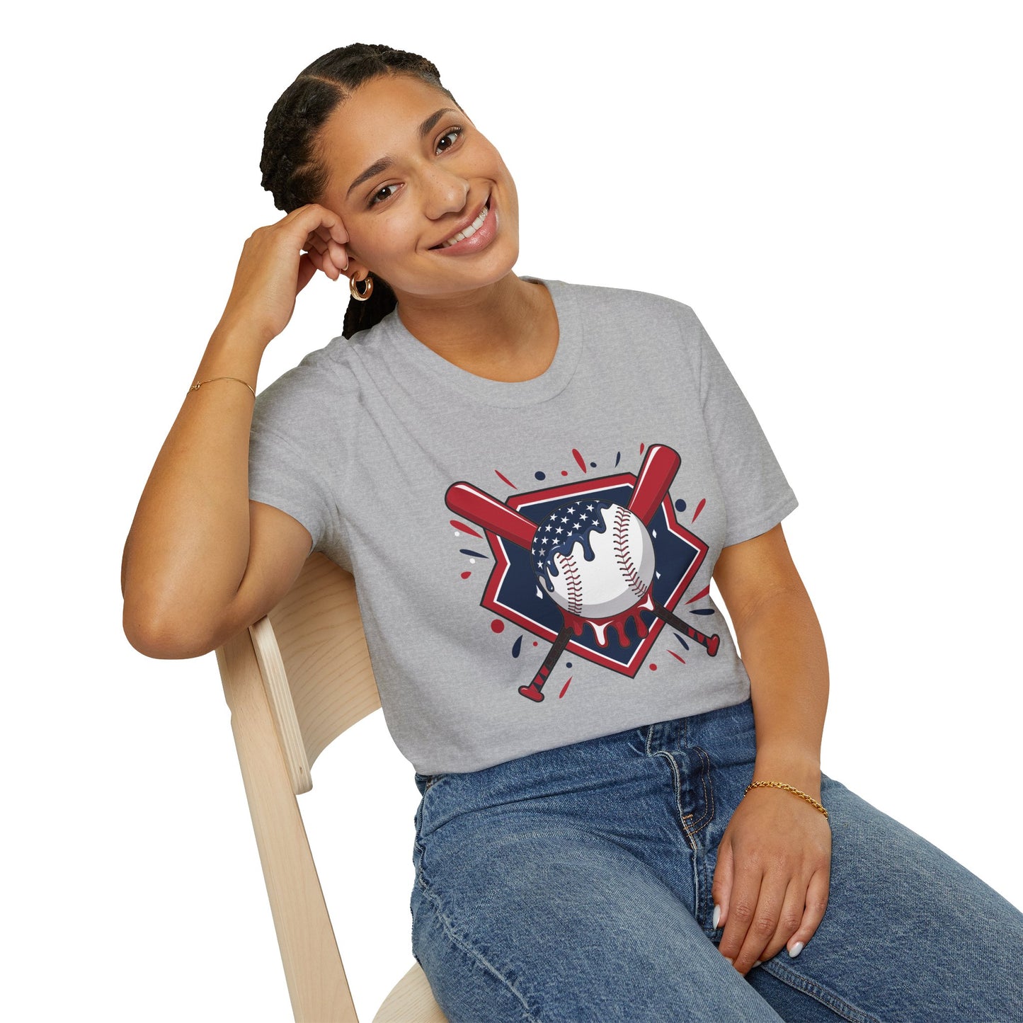 Patriotic Baseball Softstyle Tee – All‑Day Comfort, Game‑Day Pride, Perfect 4th of July & Father’s Day Gift