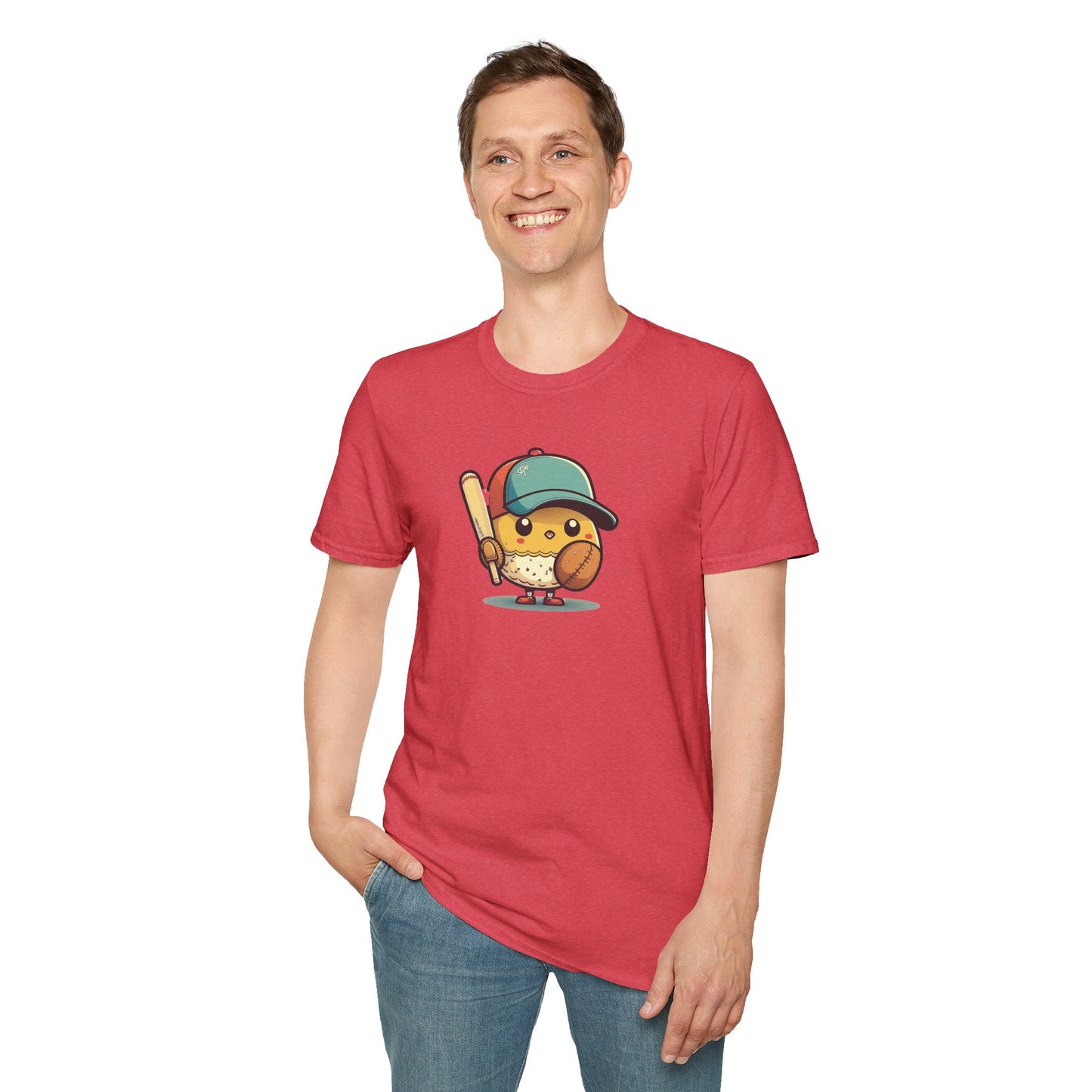Playful Baseball Chick Softstyle Tee 🐥⚾ | Cute Unisex Comfort for Sports Lovers, Spring Fun & Everyday Style