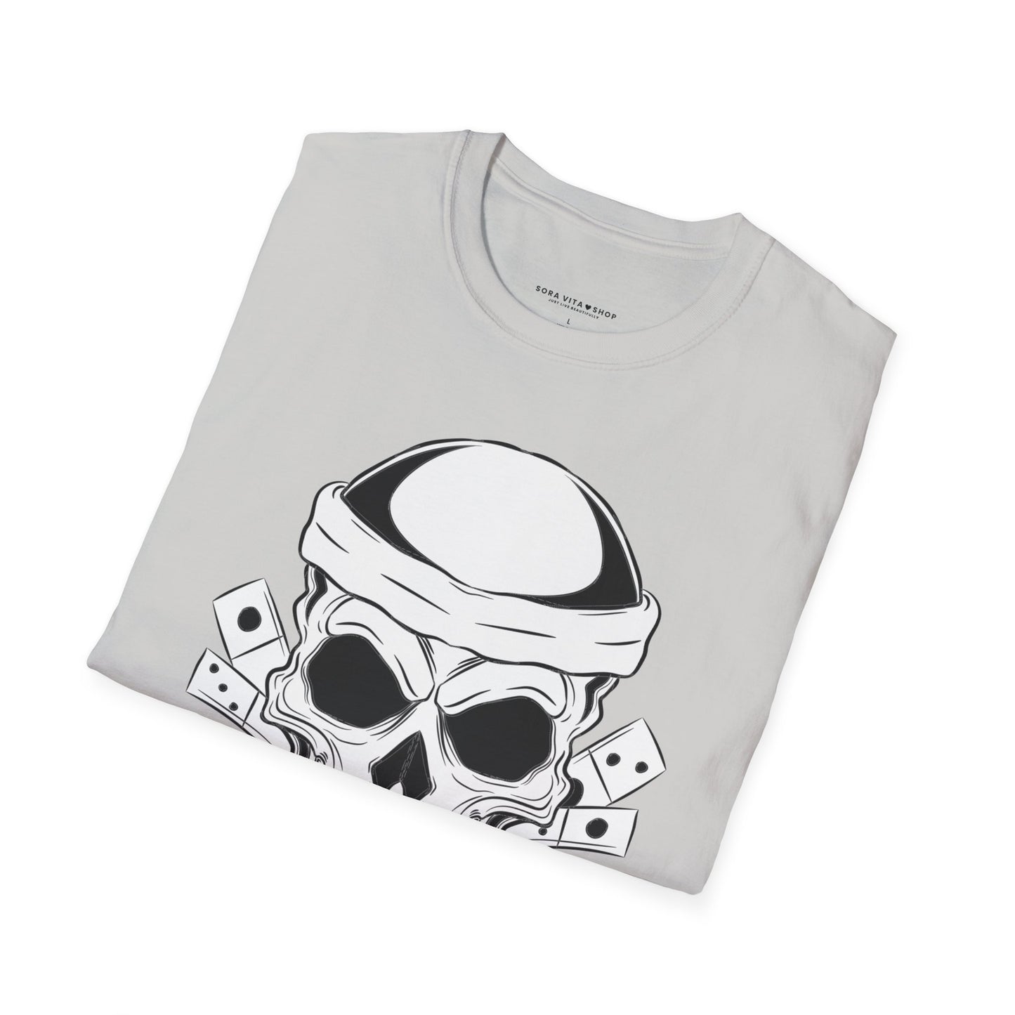 Skull & Dice Graphic T‑Shirt Unisex Softstyle Tee for Gamers, Halloween Nights & Everyday Bold Style