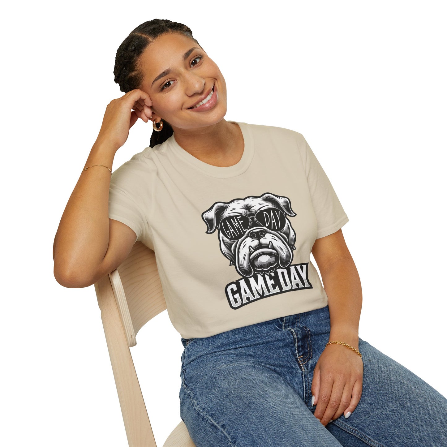 Game Day Bulldog Tee | Unisex Softstyle Comfort for Pet Lovers, Sports Fans & Everyday Style