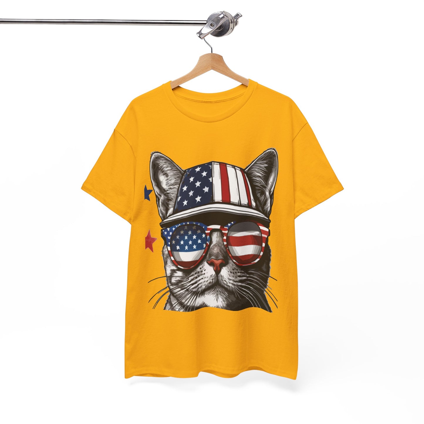 Patriotic Cat T‑Shirt – Festive USA Sunglasses Tee for Proud Pet Lovers & Summer Celebrations