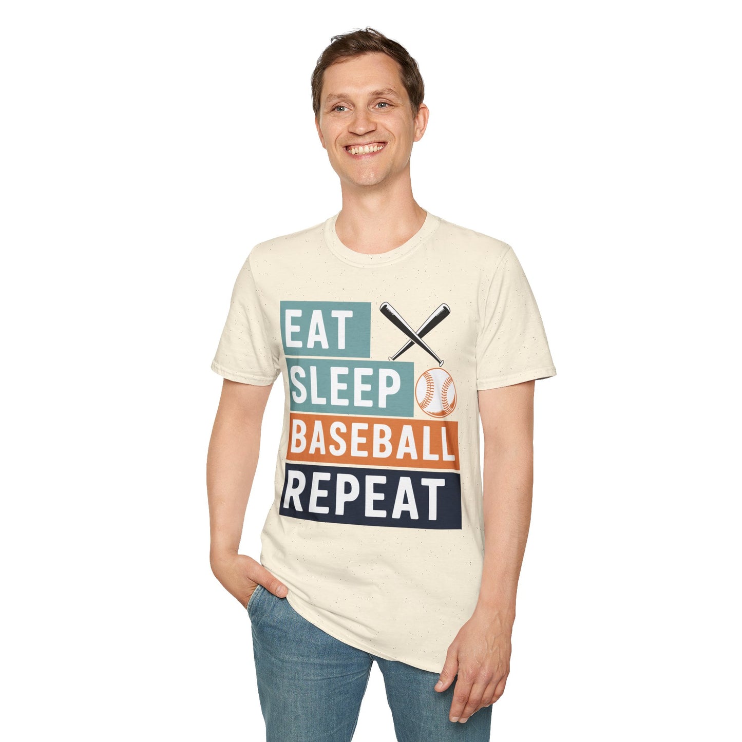 Eat Sleep Baseball Repeat T‑Shirt – Funny Baseball Lover Tee for Game Days, Players & Fans