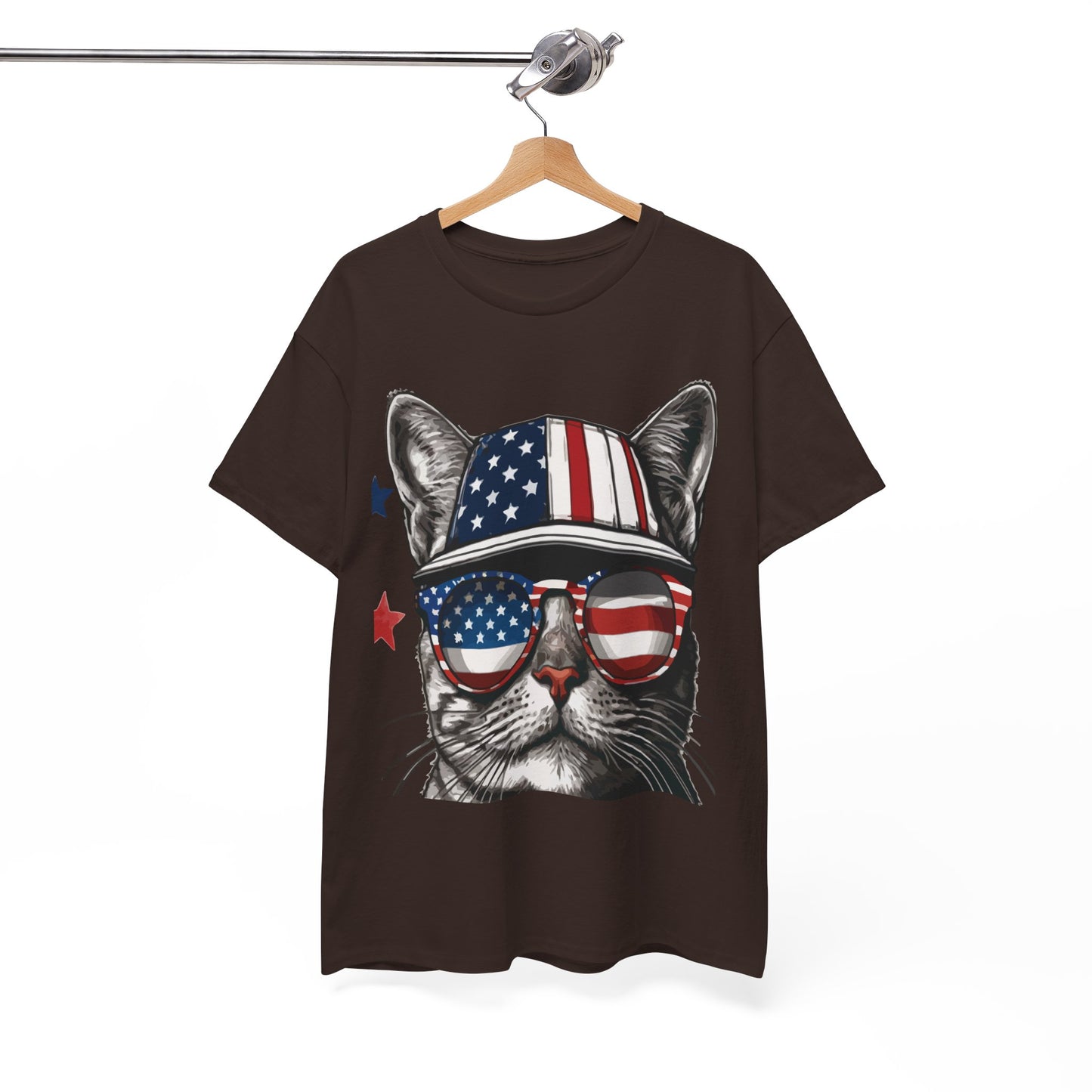 Patriotic Cat T‑Shirt – Festive USA Sunglasses Tee for Proud Pet Lovers & Summer Celebrations
