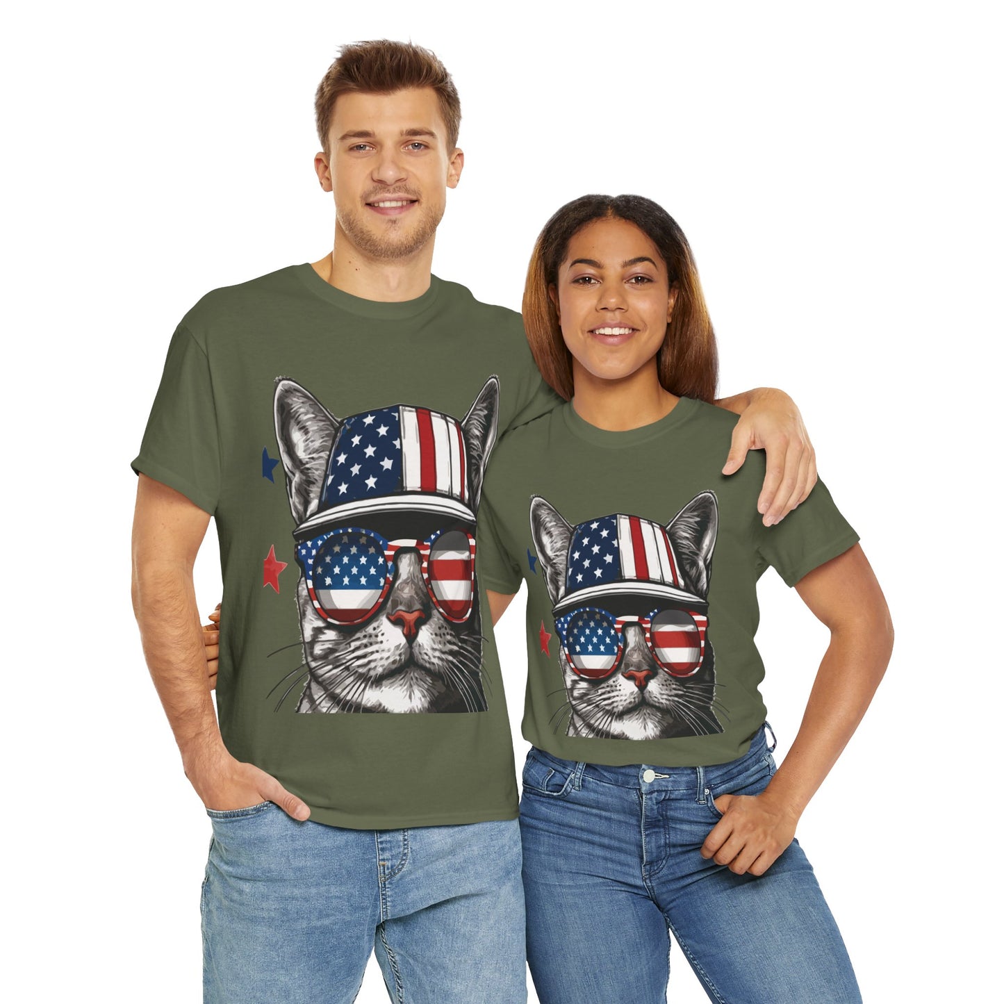 Patriotic Cat T‑Shirt – Festive USA Sunglasses Tee for Proud Pet Lovers & Summer Celebrations
