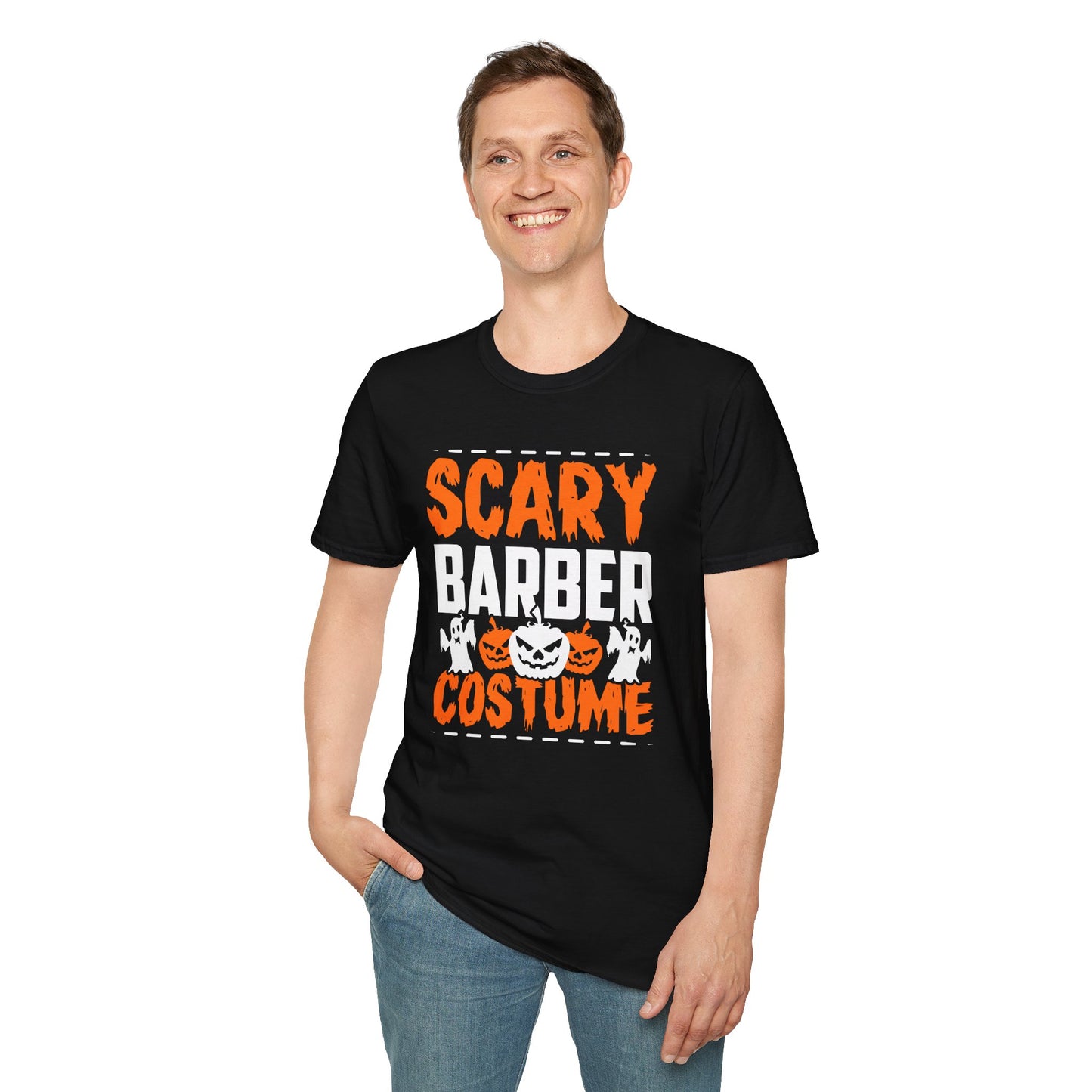 Halloween Scary Barber Tee – Funny Spooky Costume Shirt for Parties, Barbers & Hair Enthusiasts